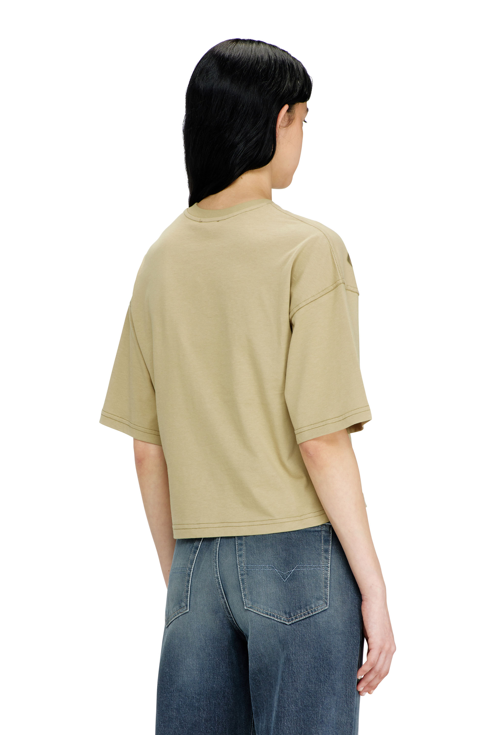 Diesel - T-CROPYN-AA1, Camiseta corta con estampado digital Mujer in Verde - 4