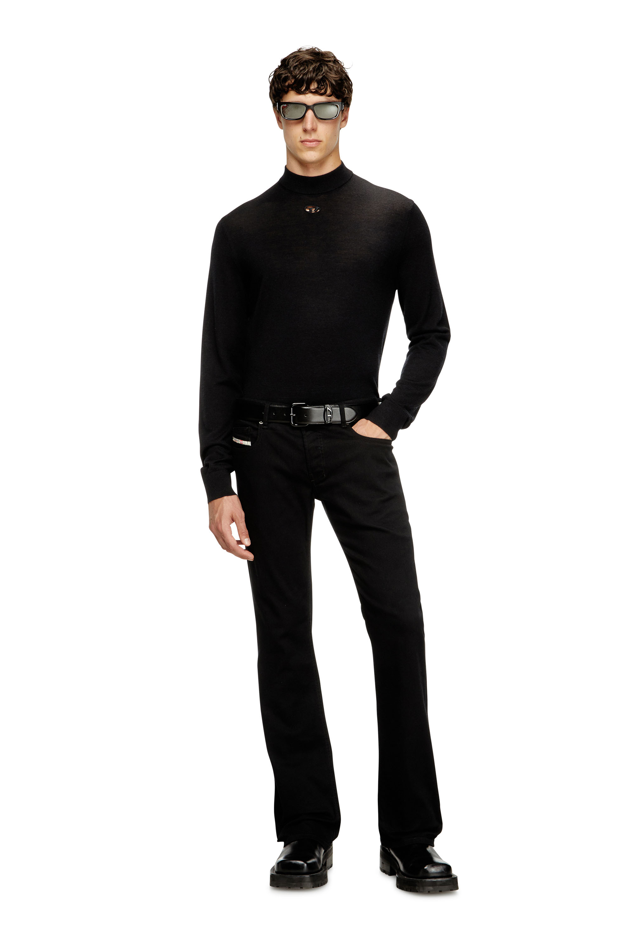 Diesel - K-GIL, Male's Wool turtleneck jumper in Black - 1