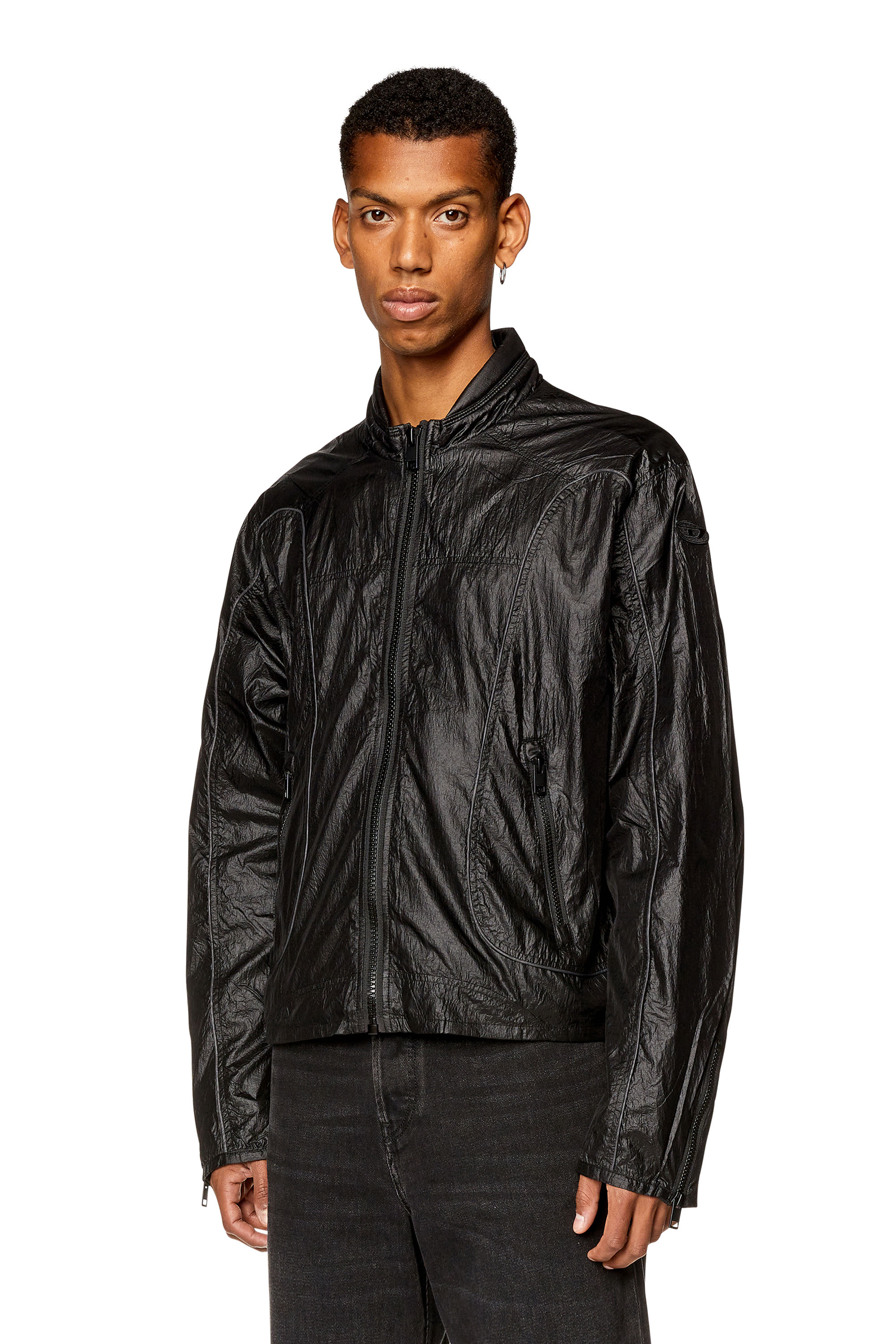Diesel - J-BLINKID-A, Chaqueta de nailon con detalles en contraste Hombre in Negro - 3