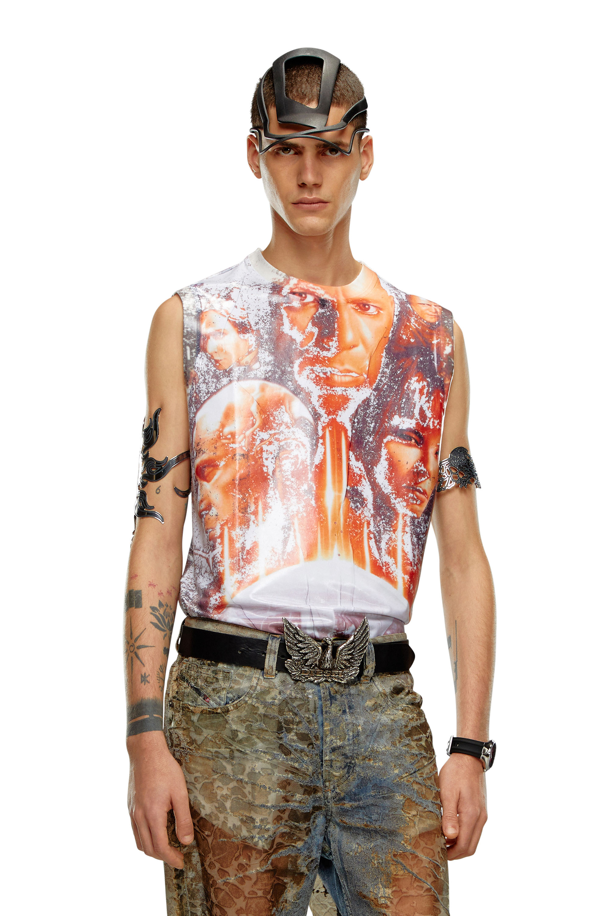 Men's Shiny tank top with Diesel film print | Diesel
