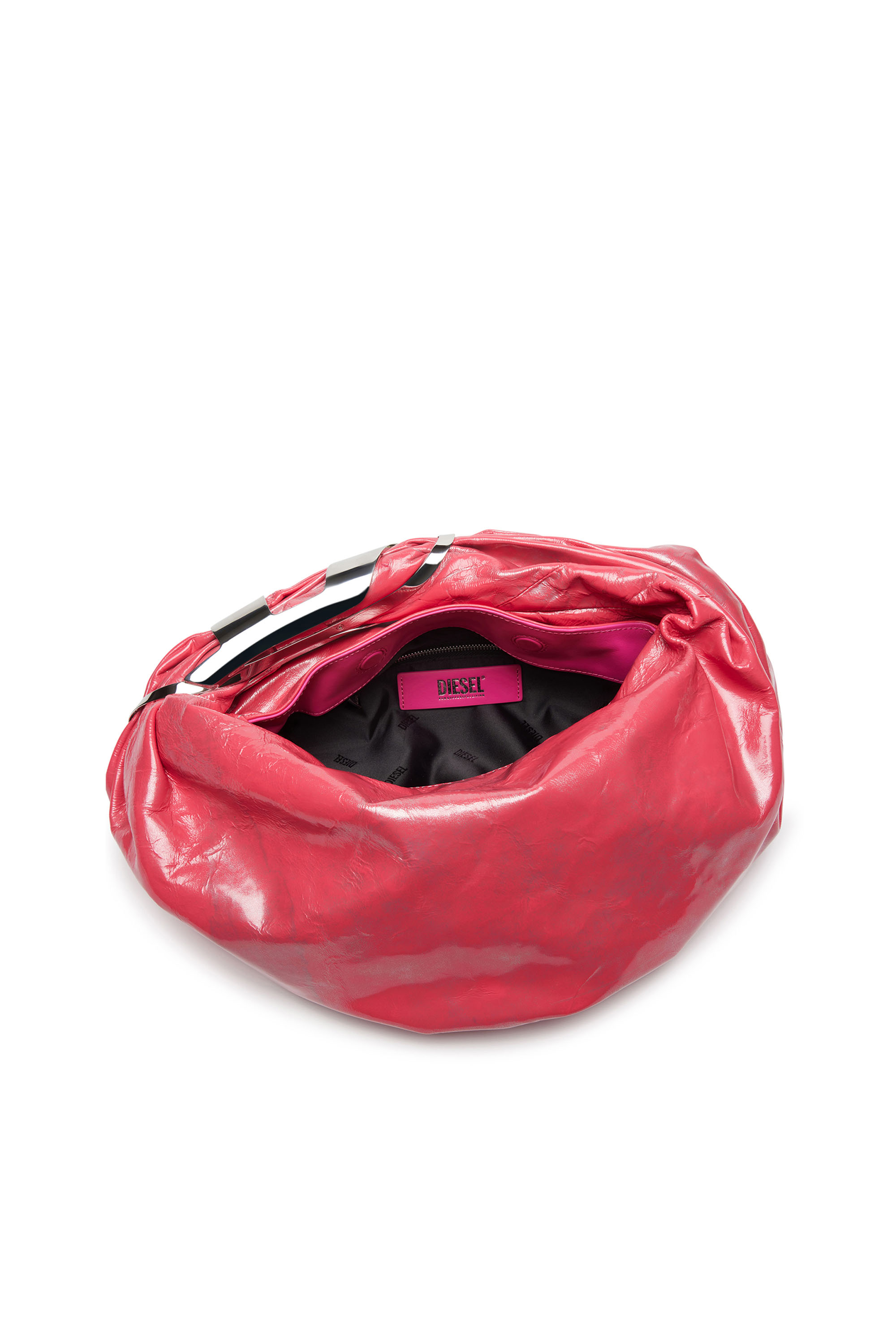Women's Grab-D Hobo S - Hobo bag in metallic leather | Pink | Diesel