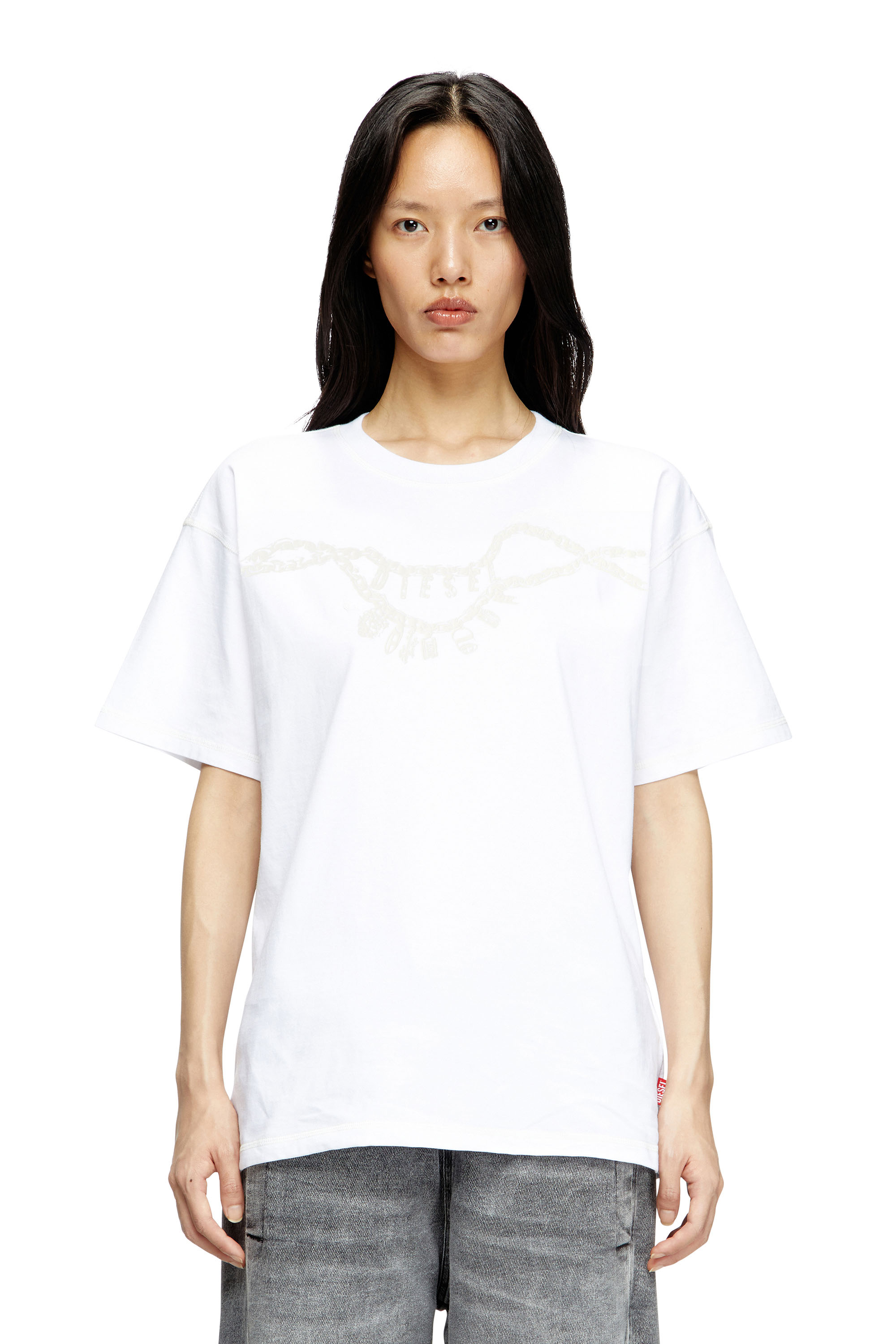 Diesel - T-NORM-HOSHI, Unisex's T-shirt with charm necklace print in White - 1