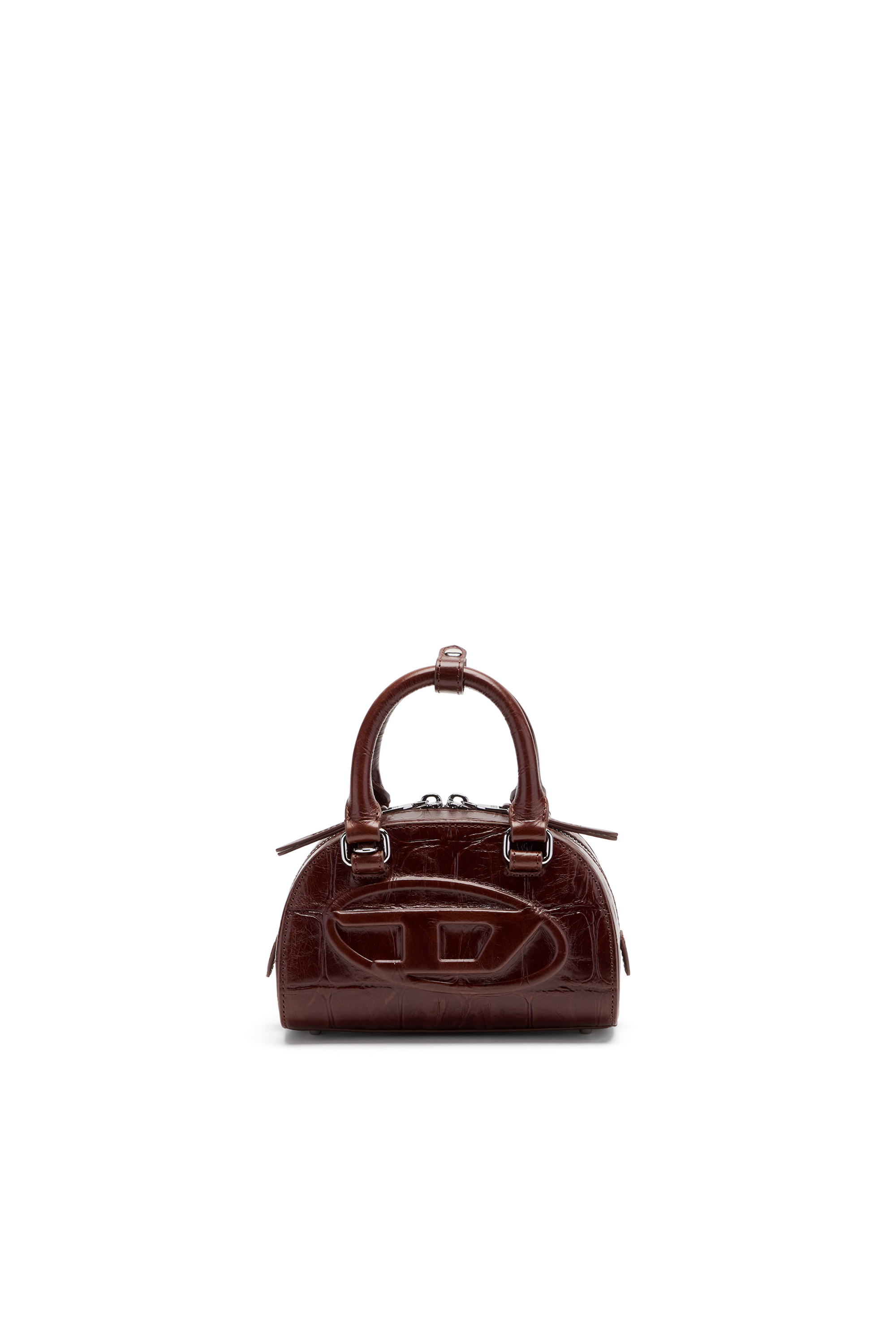Diesel - 1DR DOME CROSSBODY, Female's 1DR Dome-Mini bowling bag in croc-effect leather in Brown - 1