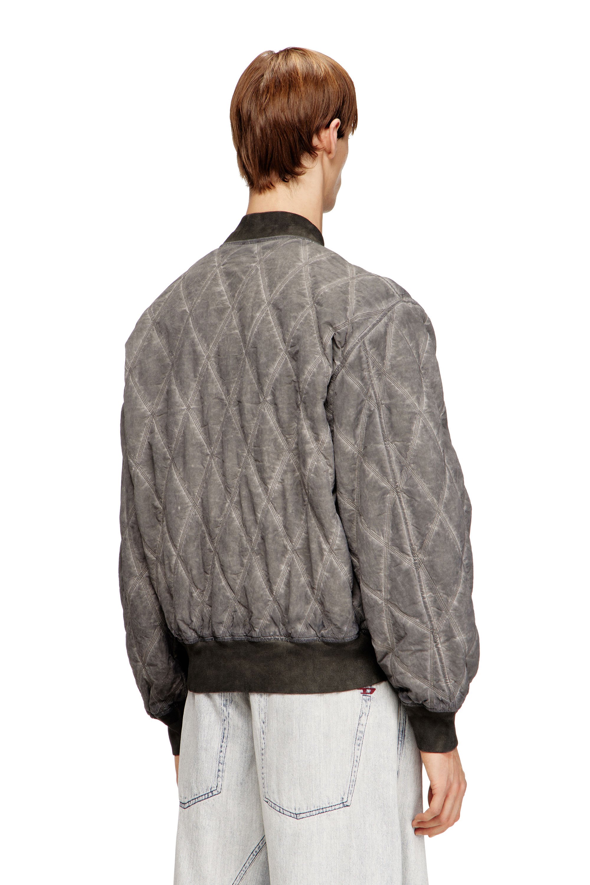 Diesel - J-TYPE-TREAT, Male's Padded argyle-quilted bomber jacket in Grey - 4