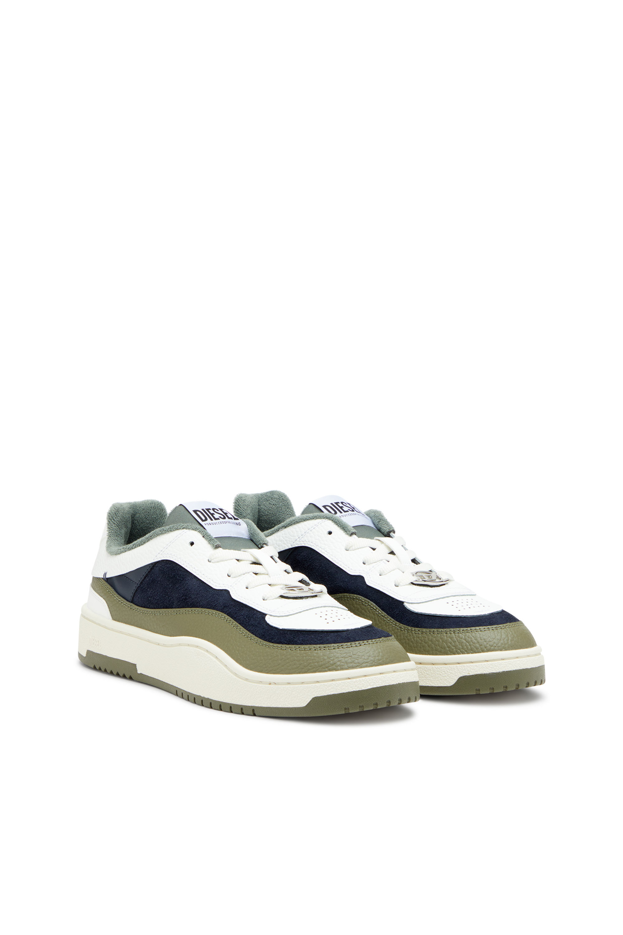 Diesel - S-OVAL SKATE LOW, Man's S-Oval Skate-Sneakers in leather in White/Green - 2