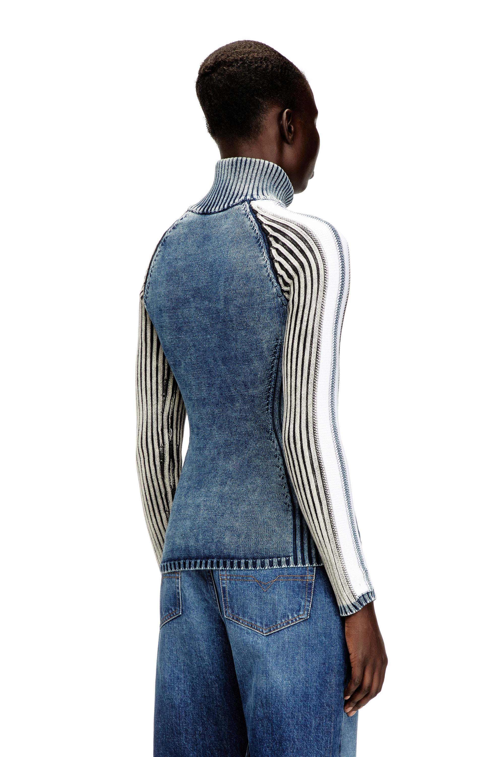 Diesel - M-ESTRELLA, Cárdigan con cremallera y bandas deportivas Mujer in Multicolor - 4