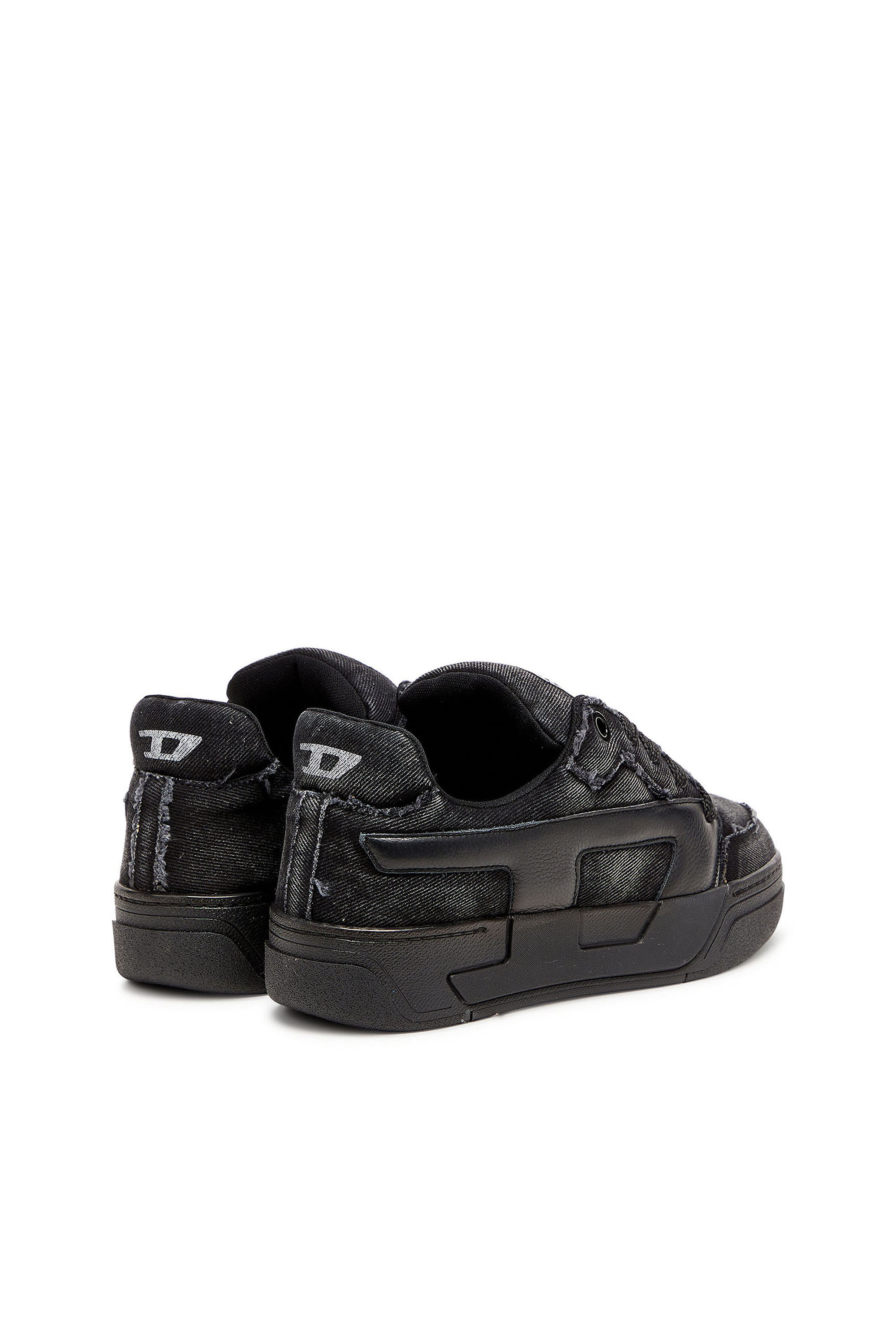 Diesel - S-D-OLLIE LOW, S-D-Ollie - Zapatillas en denim deshilachado y piel Hombre in Negro - 3