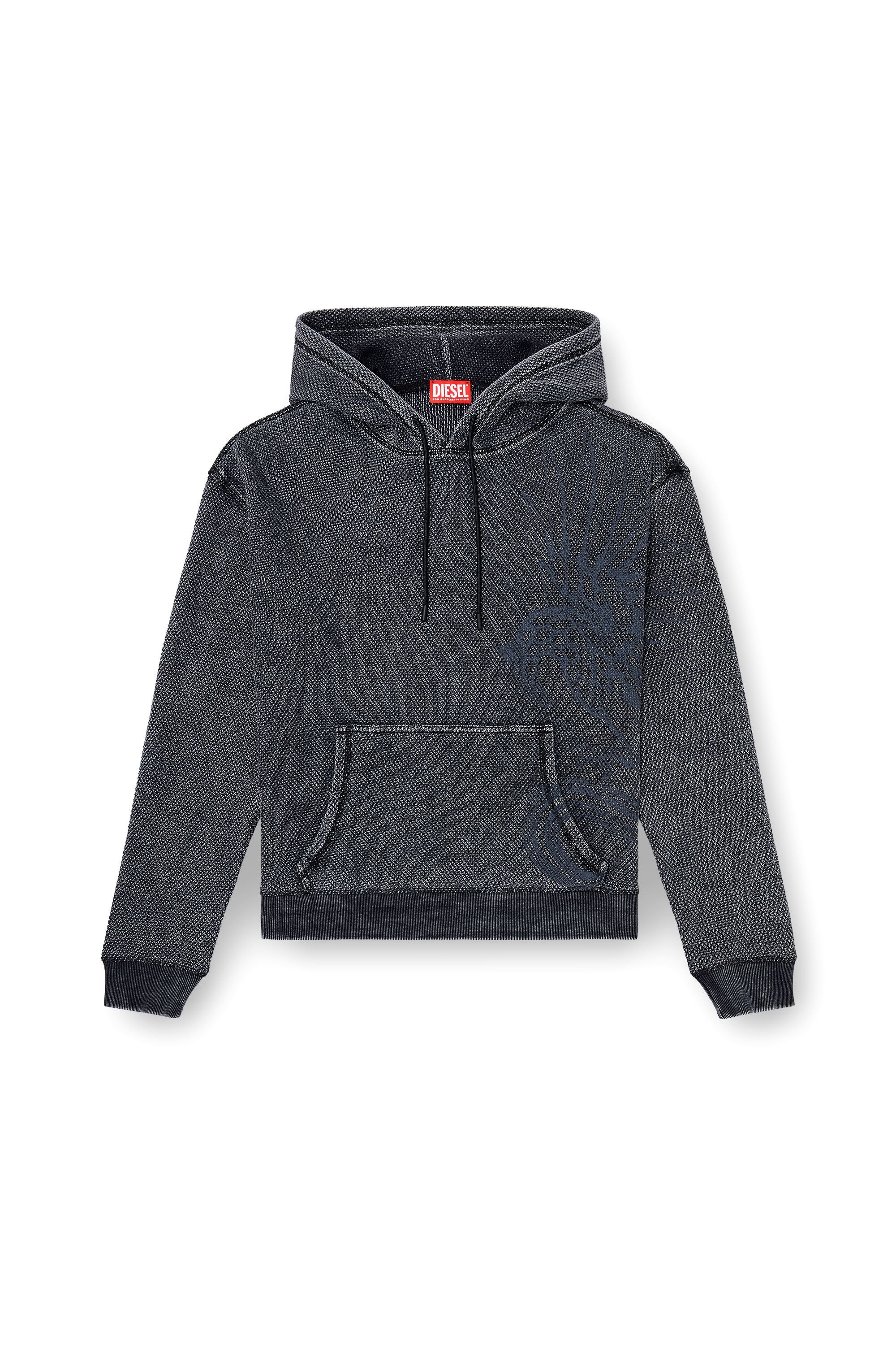 Diesel - S-NORM-HOOD-AA1, Sudadera con capucha de malla de algod&oacute;n texturizada Hombre in Gris - 3
