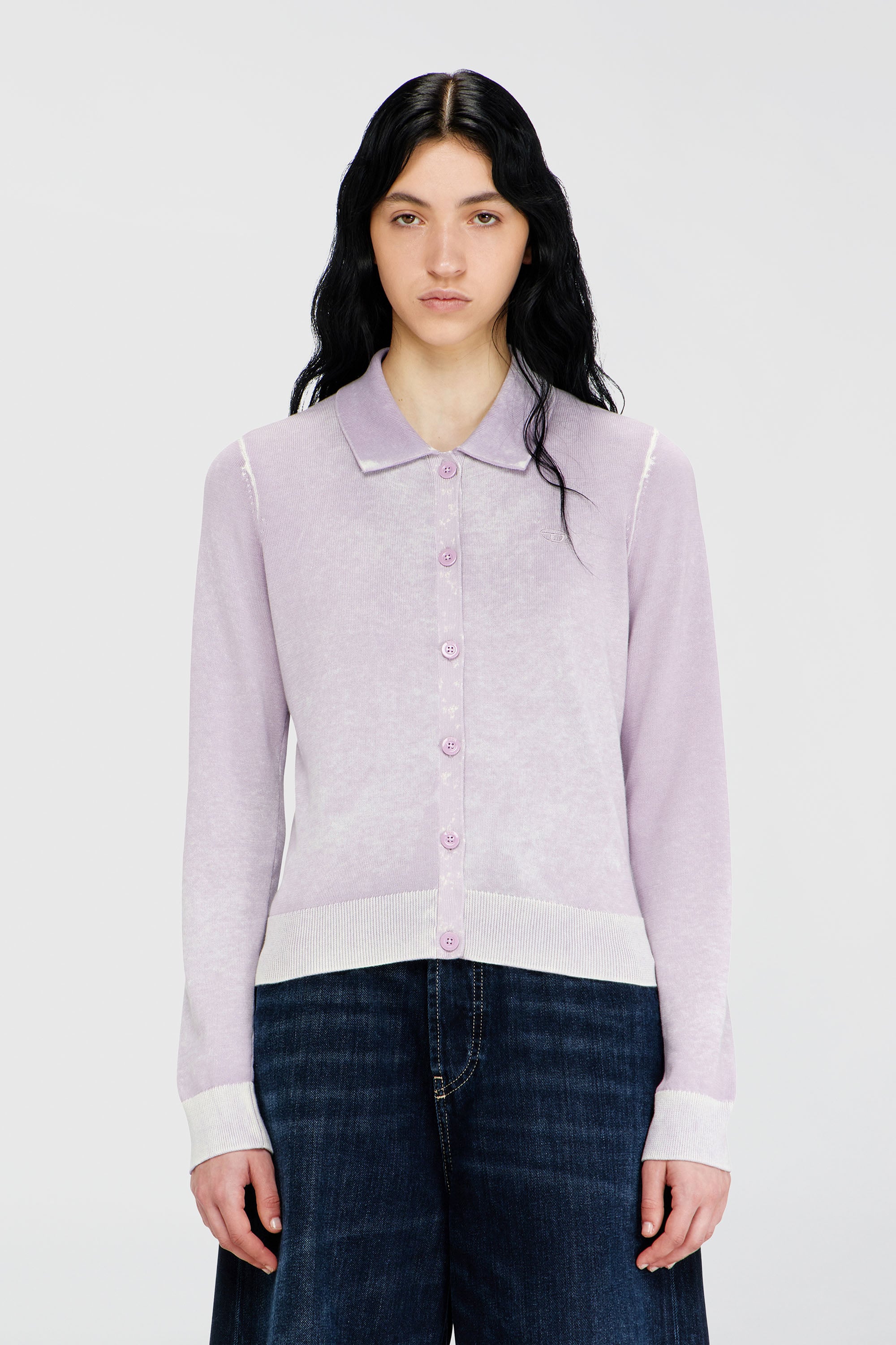 Diesel - M-LOREN, Woman's Cardigan with faded reverse print in Lilac - 1