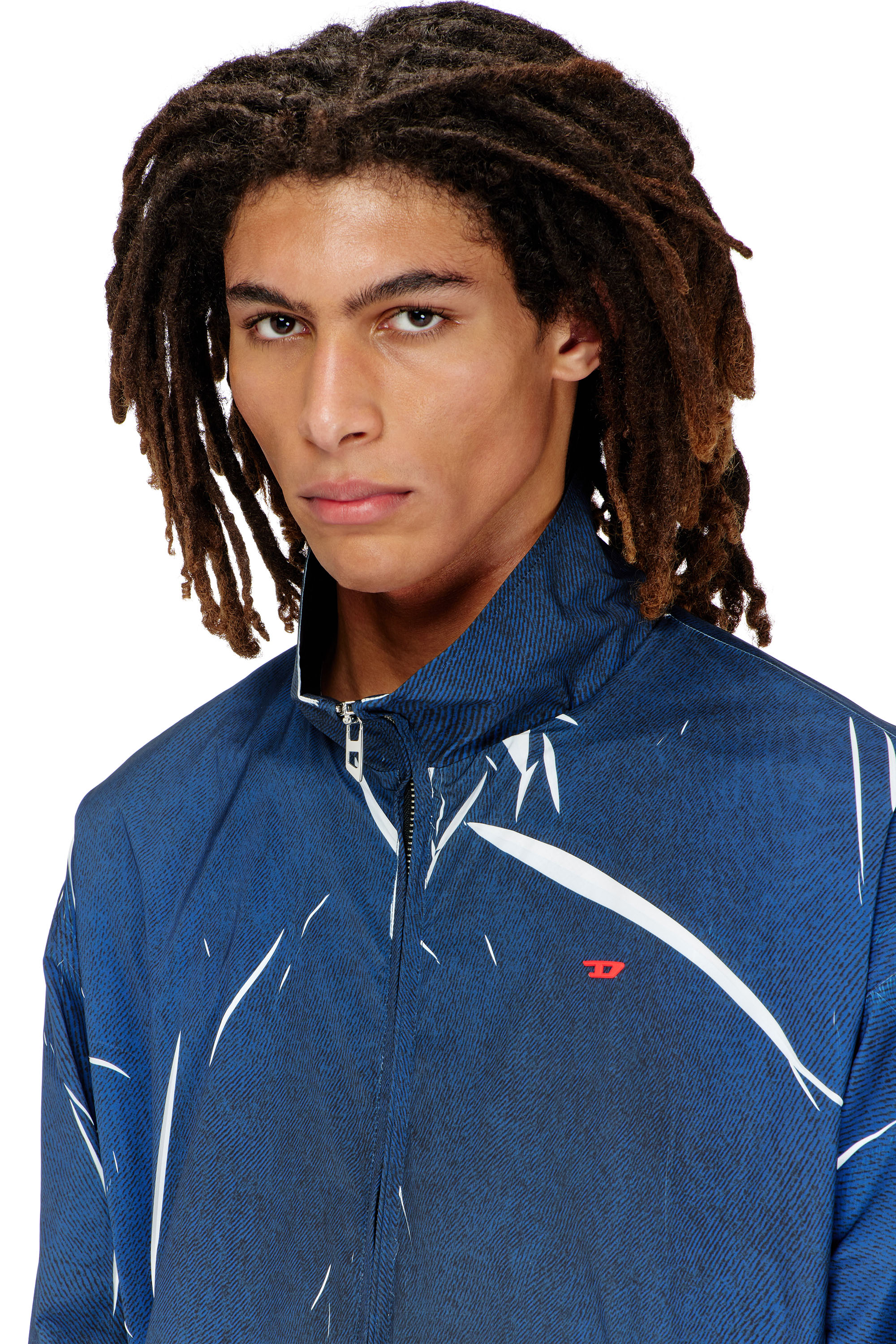 Diesel - J-PHIL-CJBC, Chaqueta ligera con estampado efecto denim Hombre in Azul marino - 4