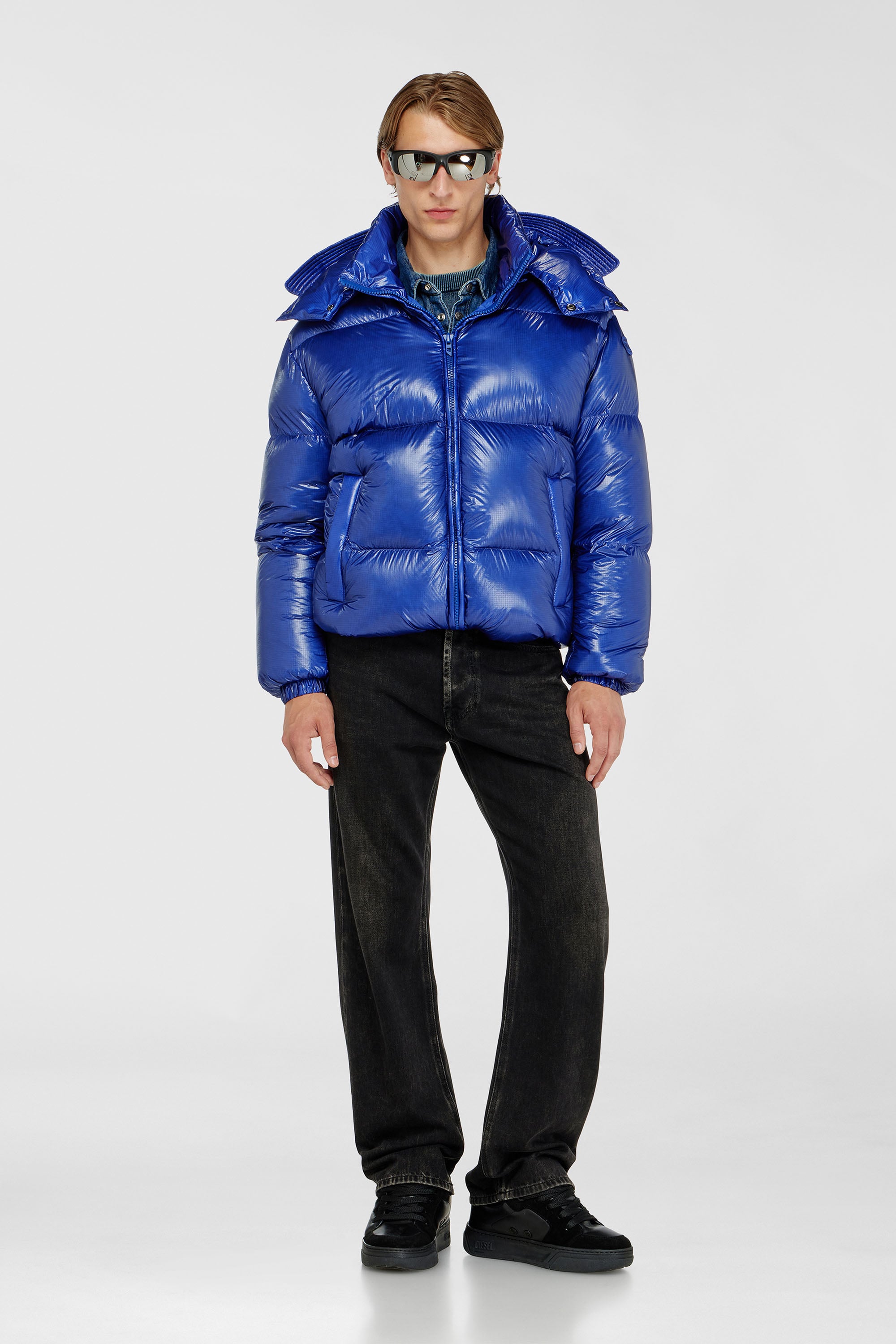 Diesel - W-ROLFYS-WRD-BKCP, Male's Down puffer jacket with detachable hood in Blue - 2