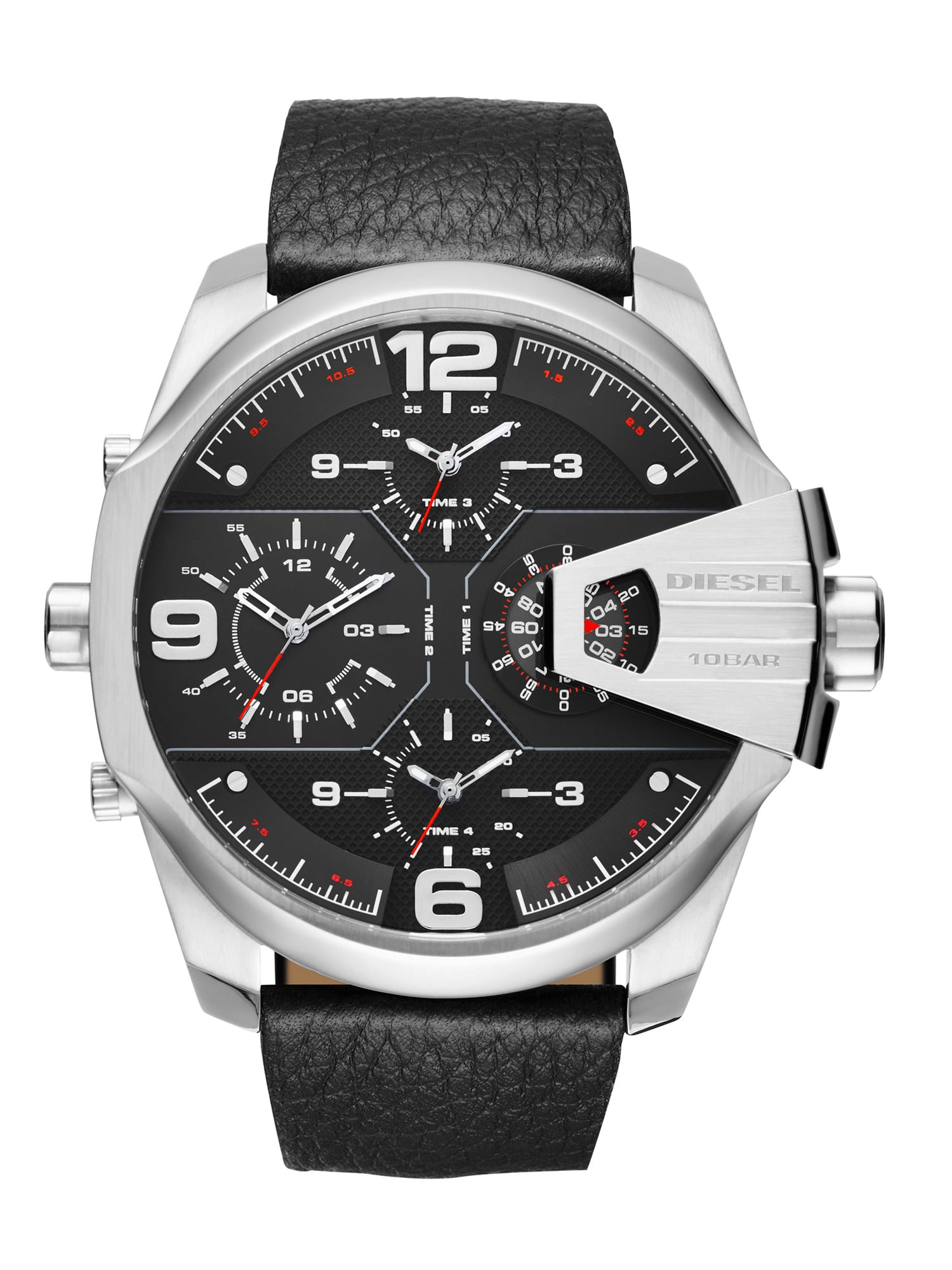 Diesel - DZ7376, Reloj con caja de acero y correa en piel negra, 55&nbsp;mm Hombre in Negro - 1