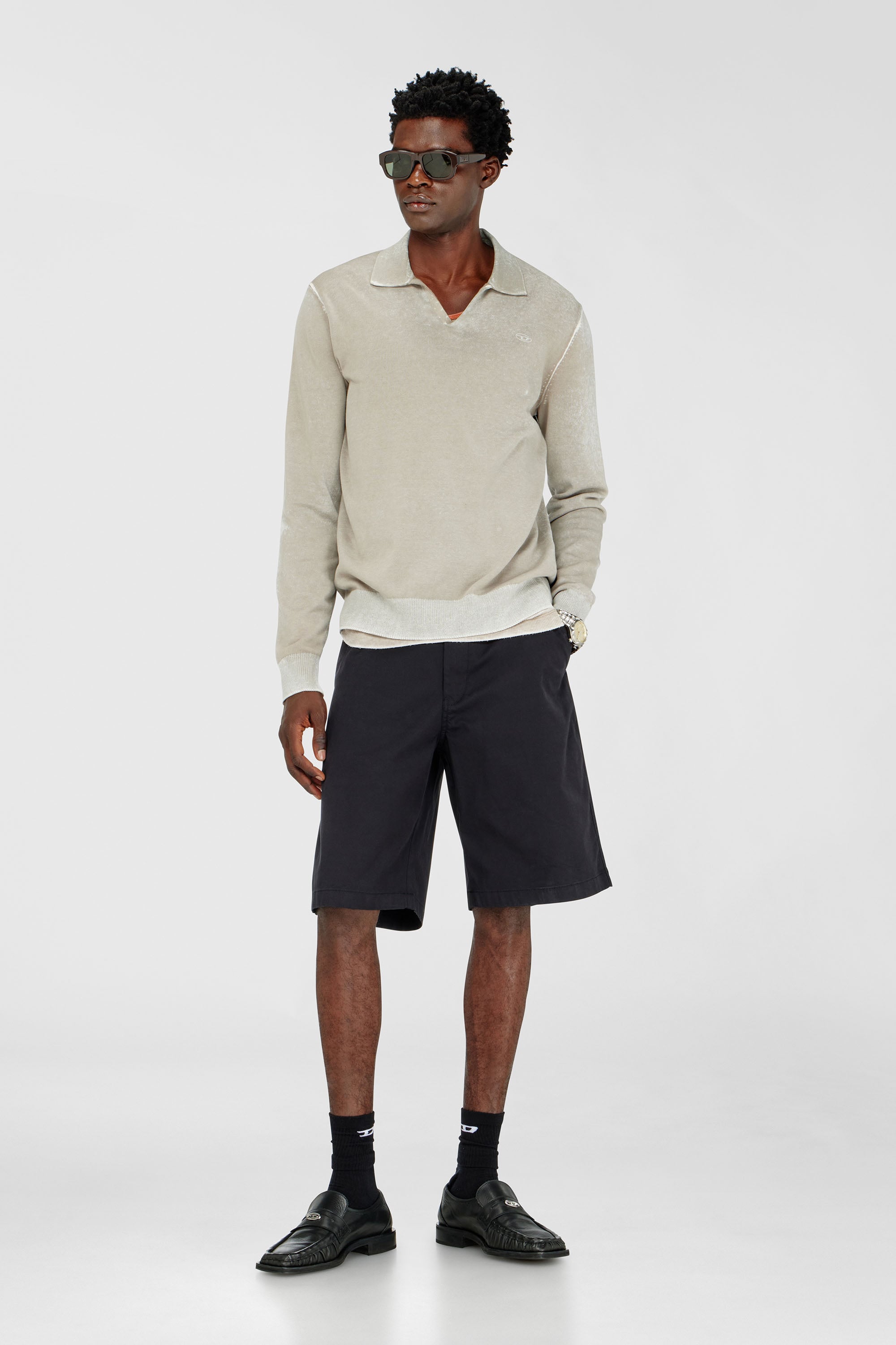 Diesel - P-HANT-CHINO-SHORT-EPCH, Shorts en coton avec traitement stonewash Homme in Noir - 1