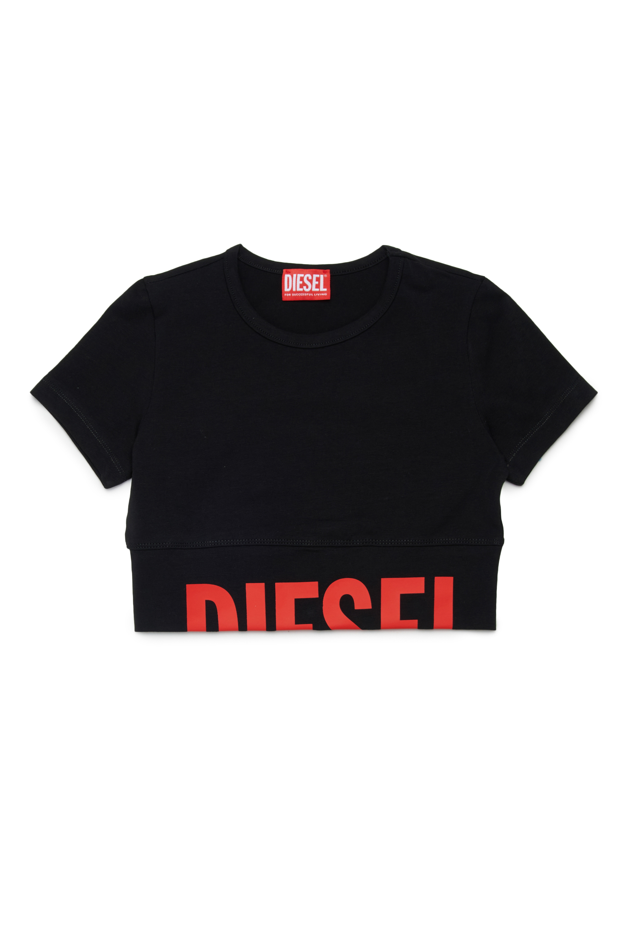 Diesel - TCEFY, Woman's Crop top with cut-off logo in Black - 1