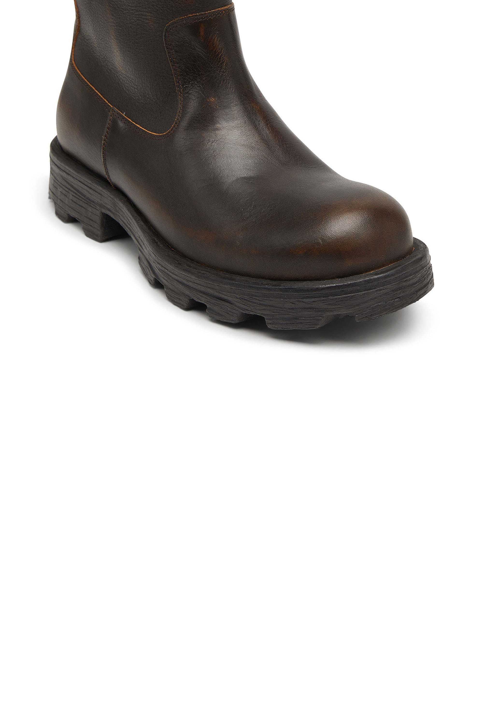 Diesel - D-HAMMER BKR D W, D-Hammer-Bottes en cuir découpées avec ferrures oxydées Femme in Marron - 6