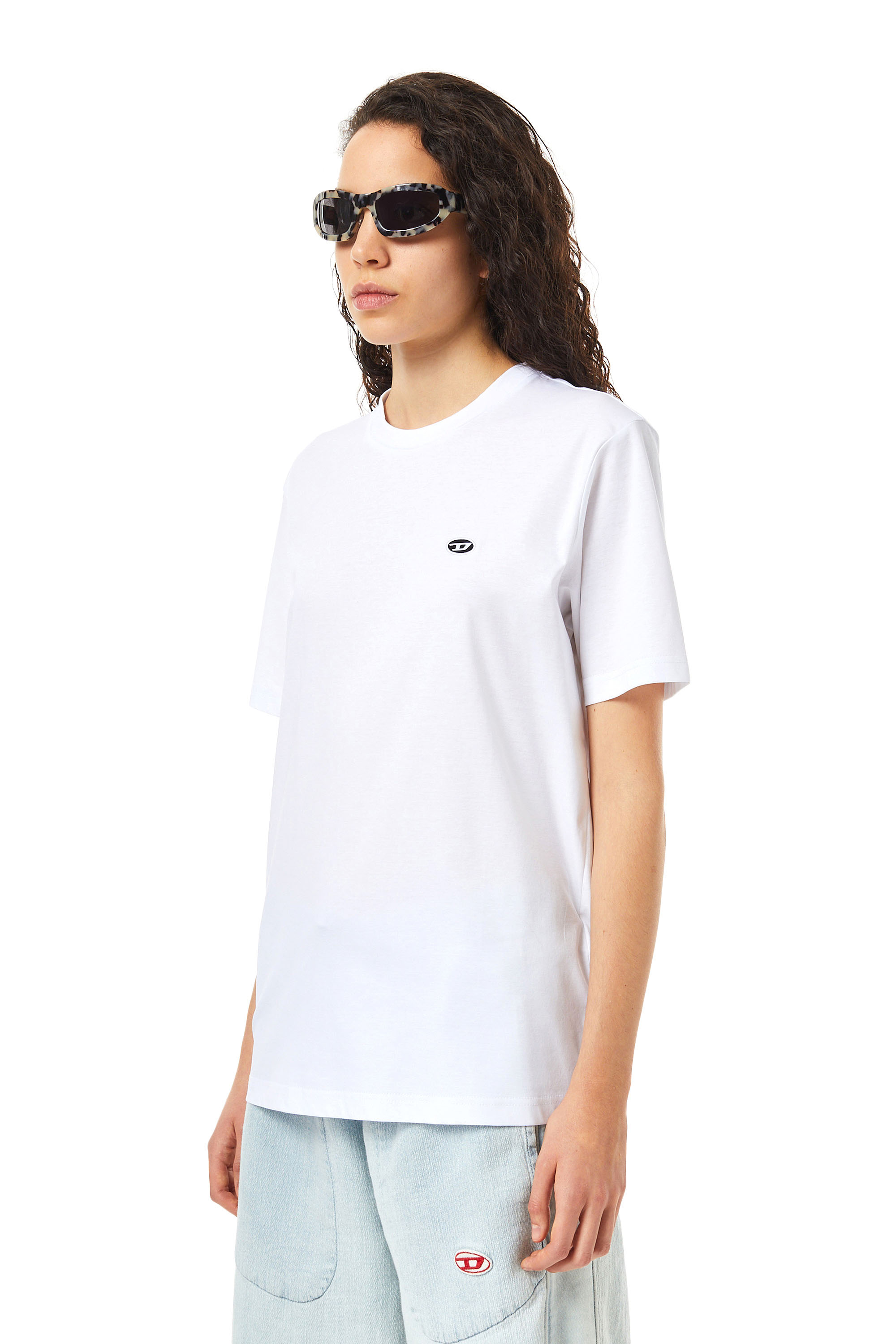 Diesel - T-JUST-DOVAL-PJ, Woman's T-shirt with oval patch in Off White - 6