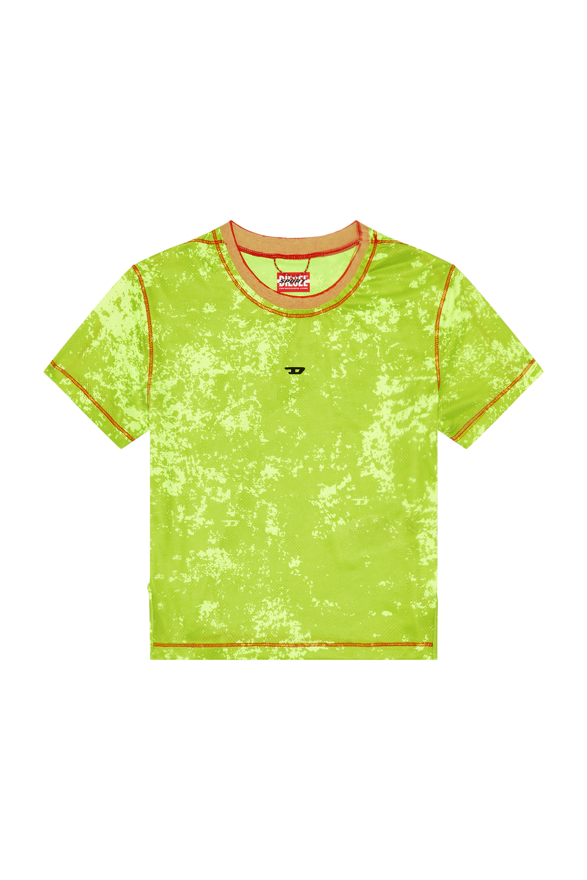 Diesel - AWTEE-NORAH-WT13, Woman's Cropped T-shirt with cloudy print in Green Fluo - 2
