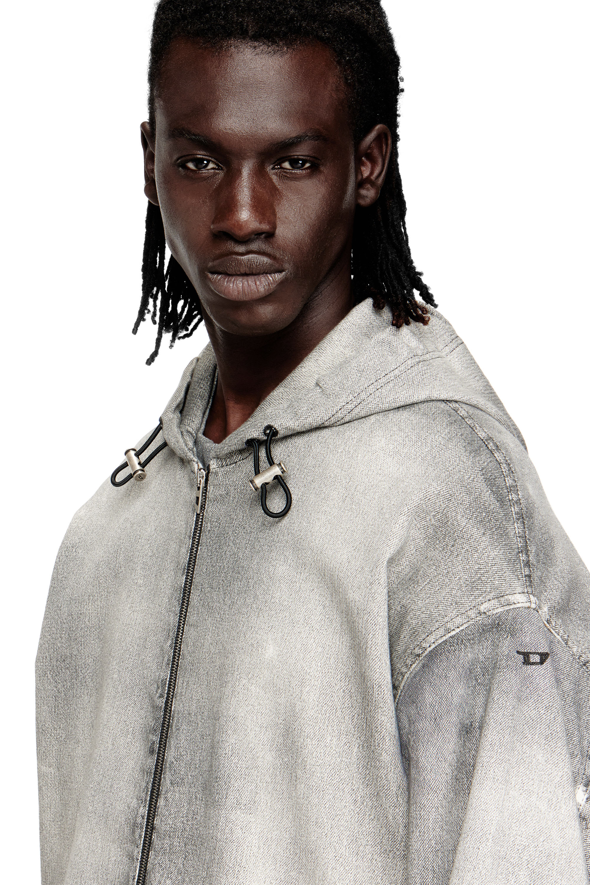 Men's Hooded jacket in trompe l'oeil JoggJeans | Grey | Diesel