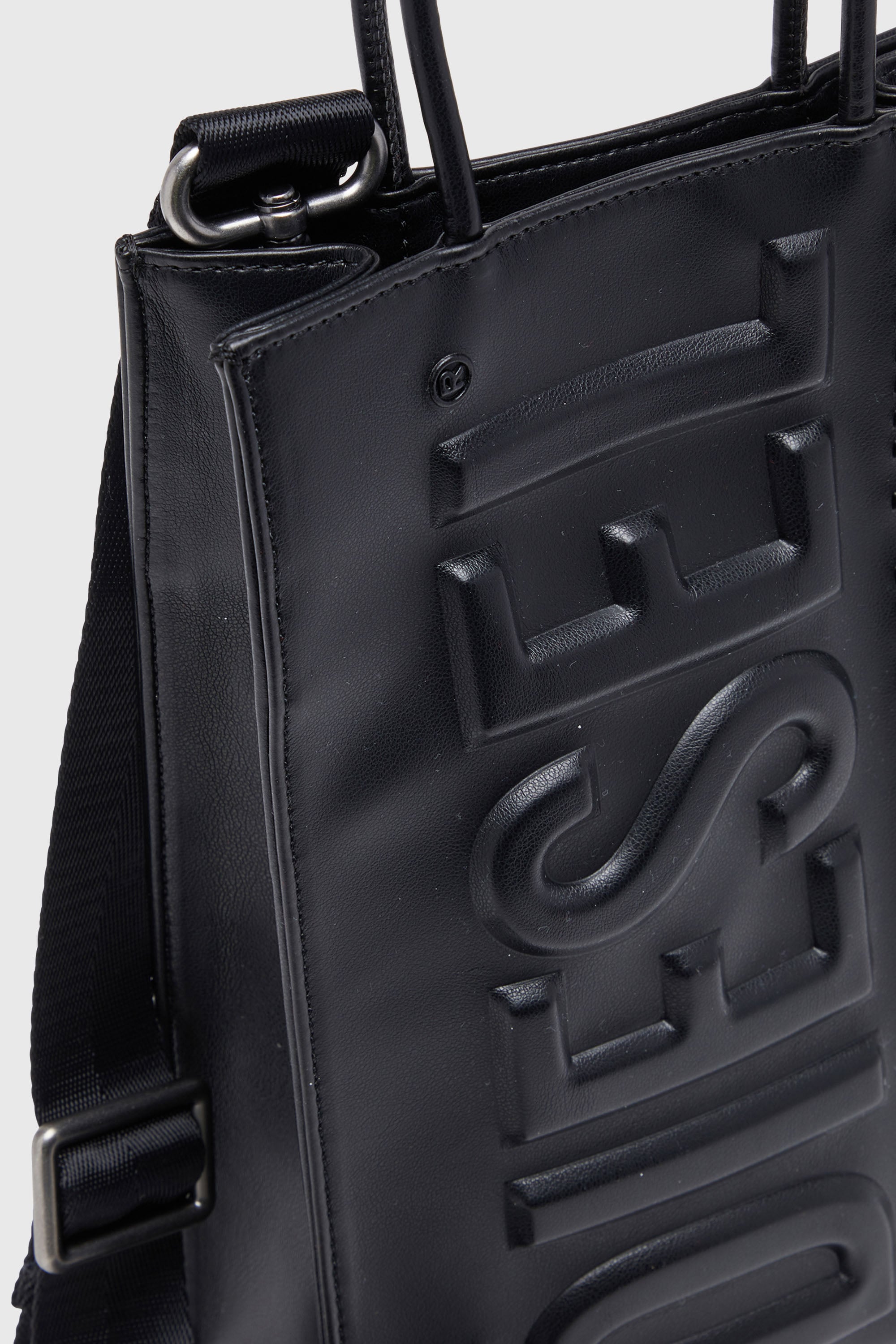 Diesel - DSL 3D SHOPPER M X, Man's Dsl 3D M-PU tote bag with embossed logo in Black - 6