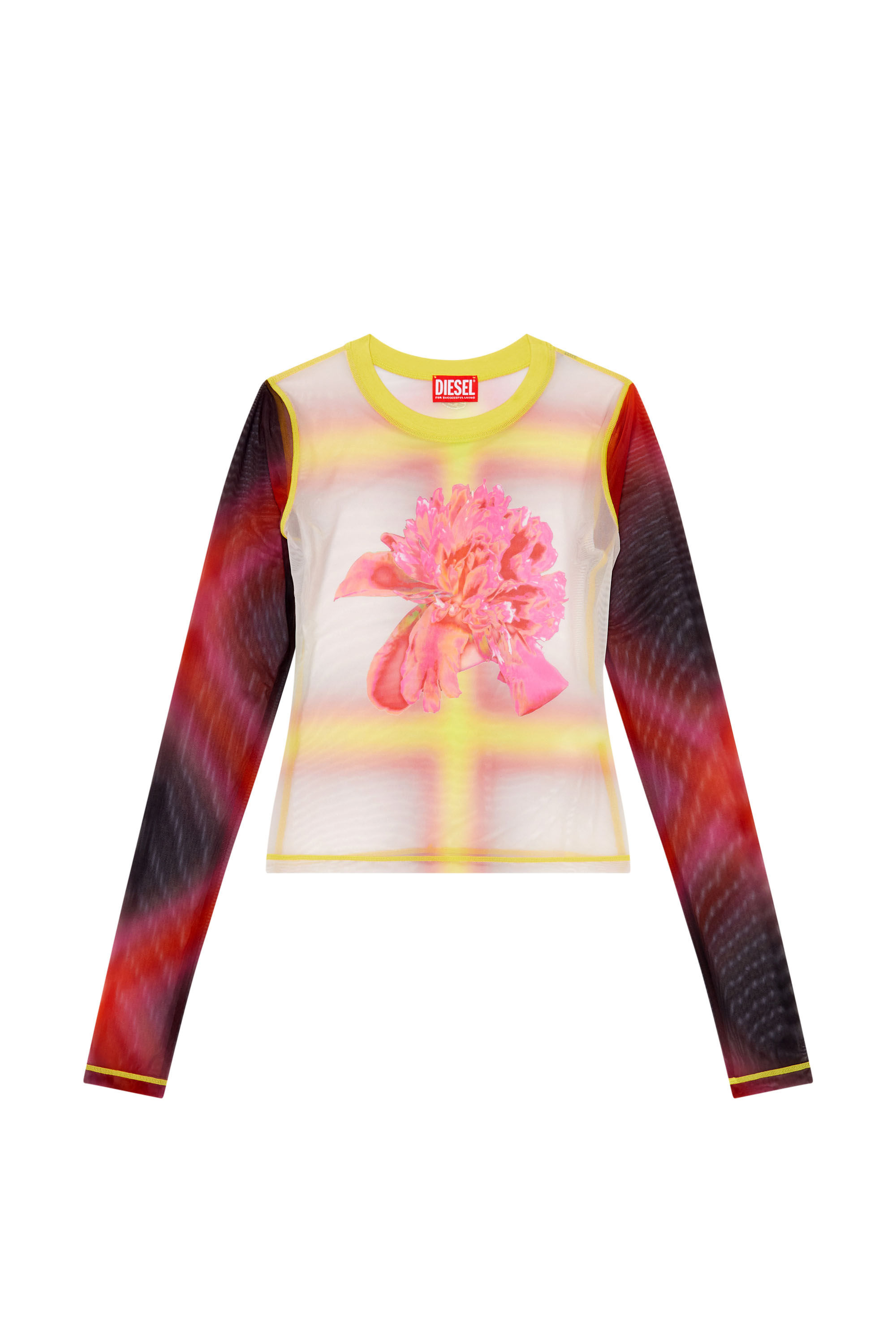 Women's Slim-fit mesh top with flower print | Multicolor | Diesel