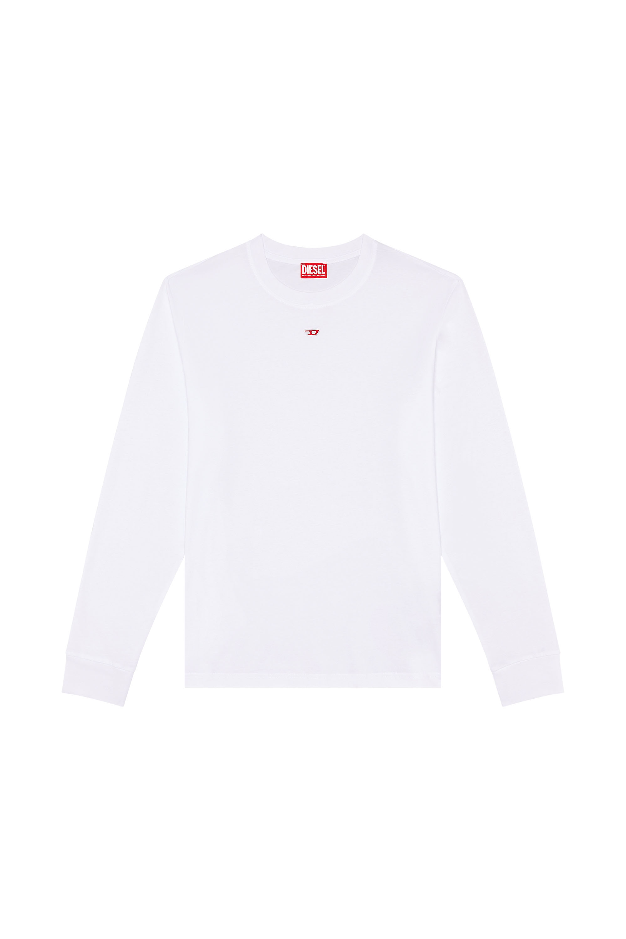 Diesel - T-JUST-LS-D, Man's Long-sleeve T-shirt with D patch in White - 2