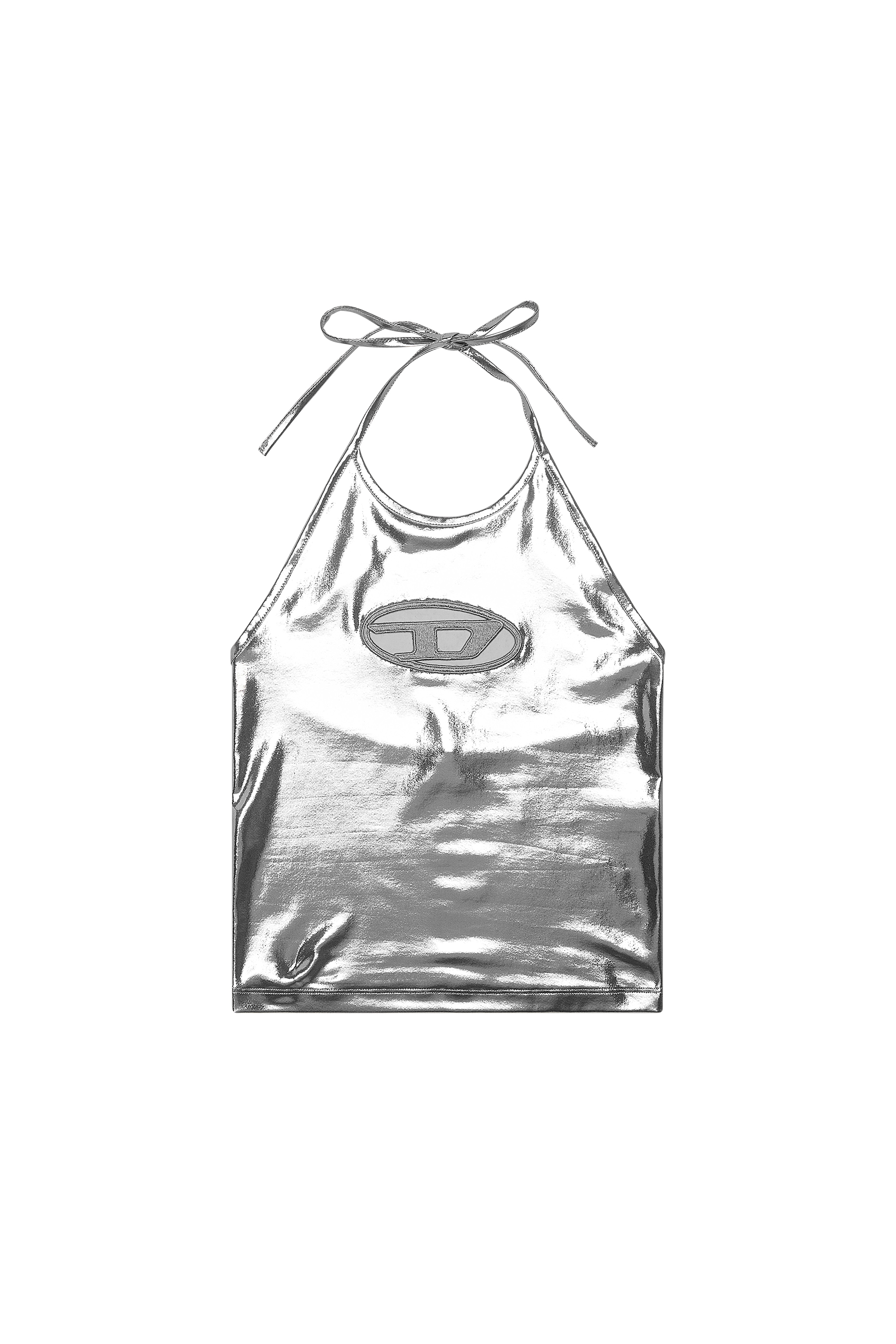 Women's Halterneck top with foil coating | Silver | Diesel