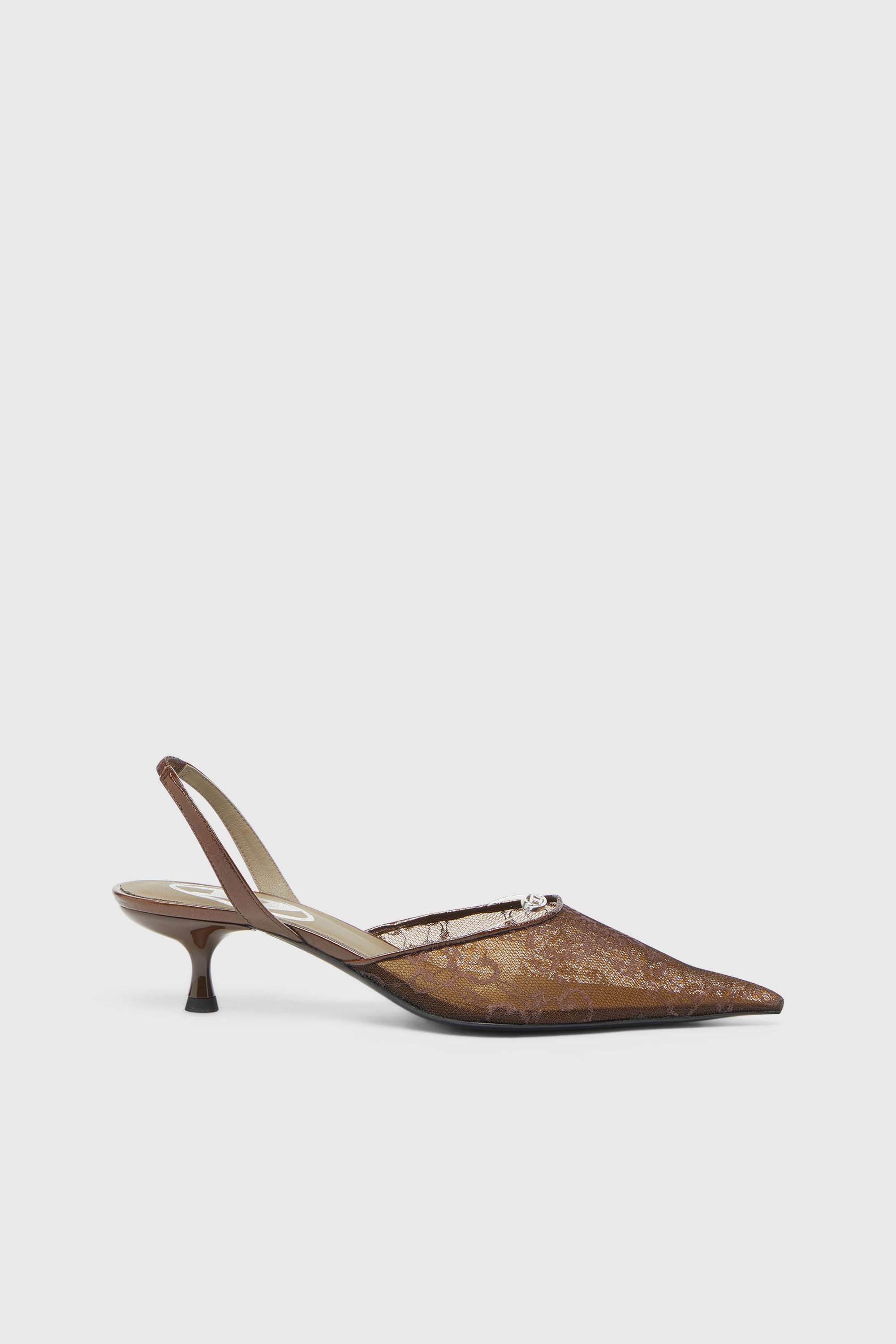 Diesel - D-JEWELS  40 SB LACE, D-Jewels - Slingbacks de encaje y cuero Mujer in Marr&oacute;n - 1