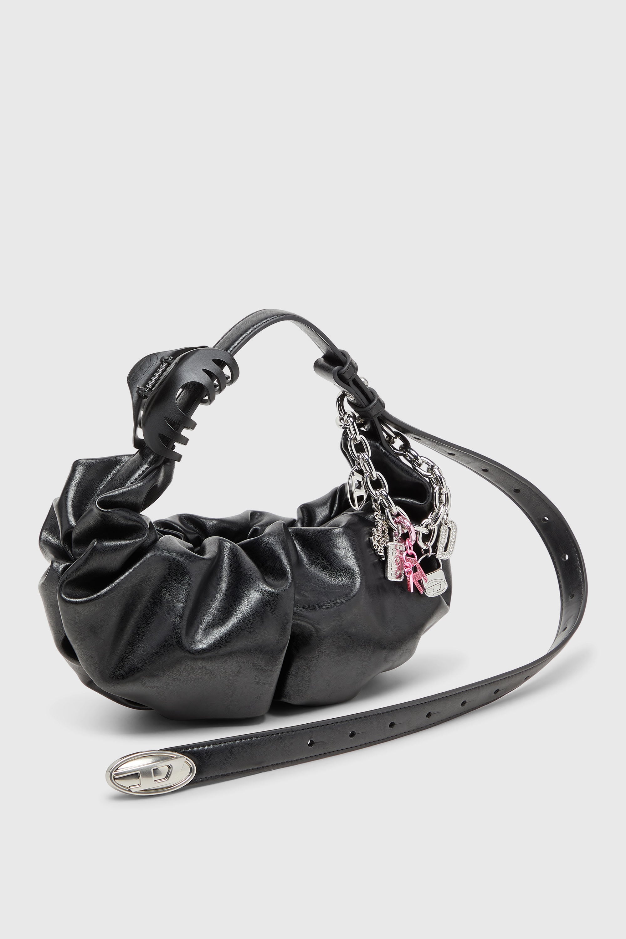 Diesel - CHARM-D, Charm met&aacute;lico con colgante D de strass Unisex in Rosa - 2