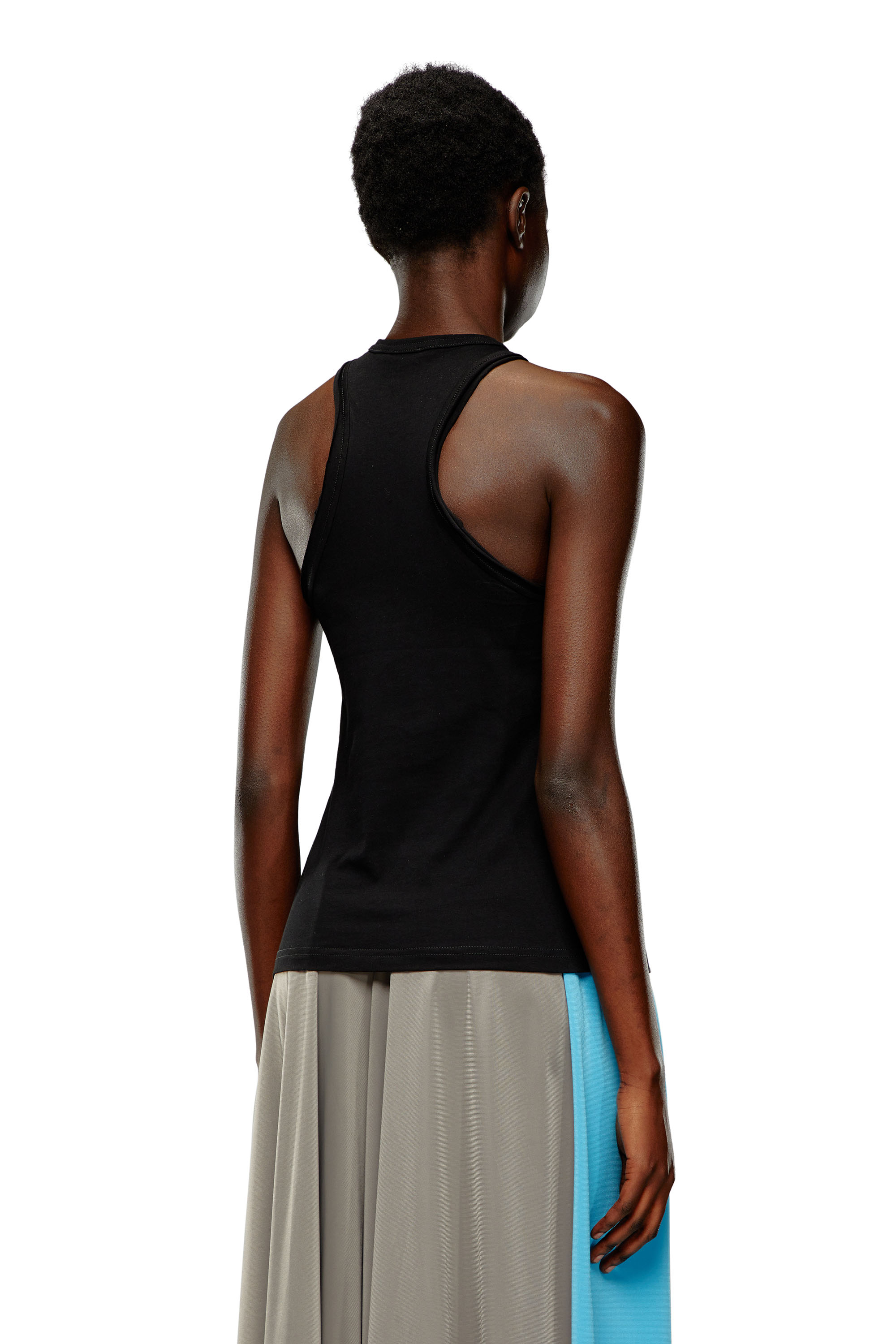 Diesel - T-ZELIE, Woman's College tank top with twisted front in Black - 3