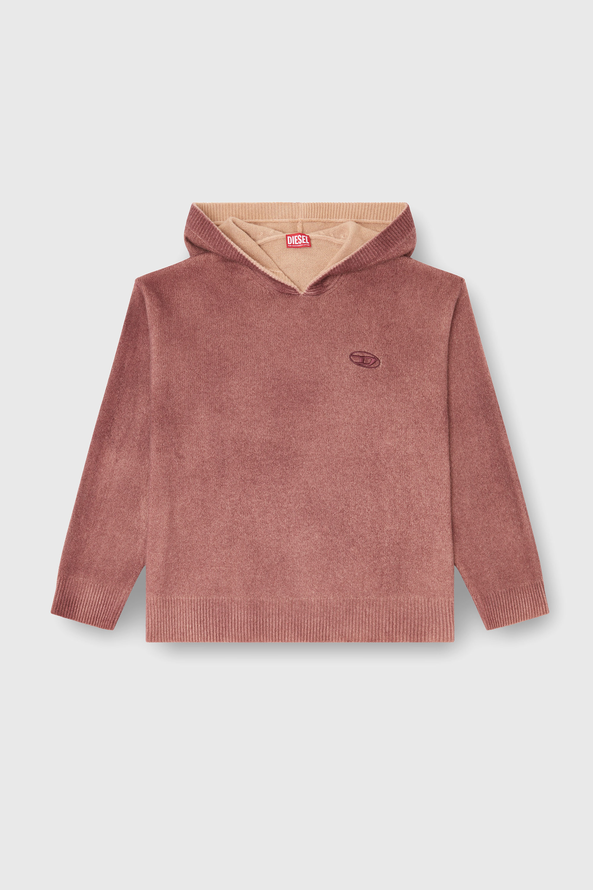 Diesel - K-PICKLED, Man's Double-dyed hoodie in wool-blend knit in Brown - 2