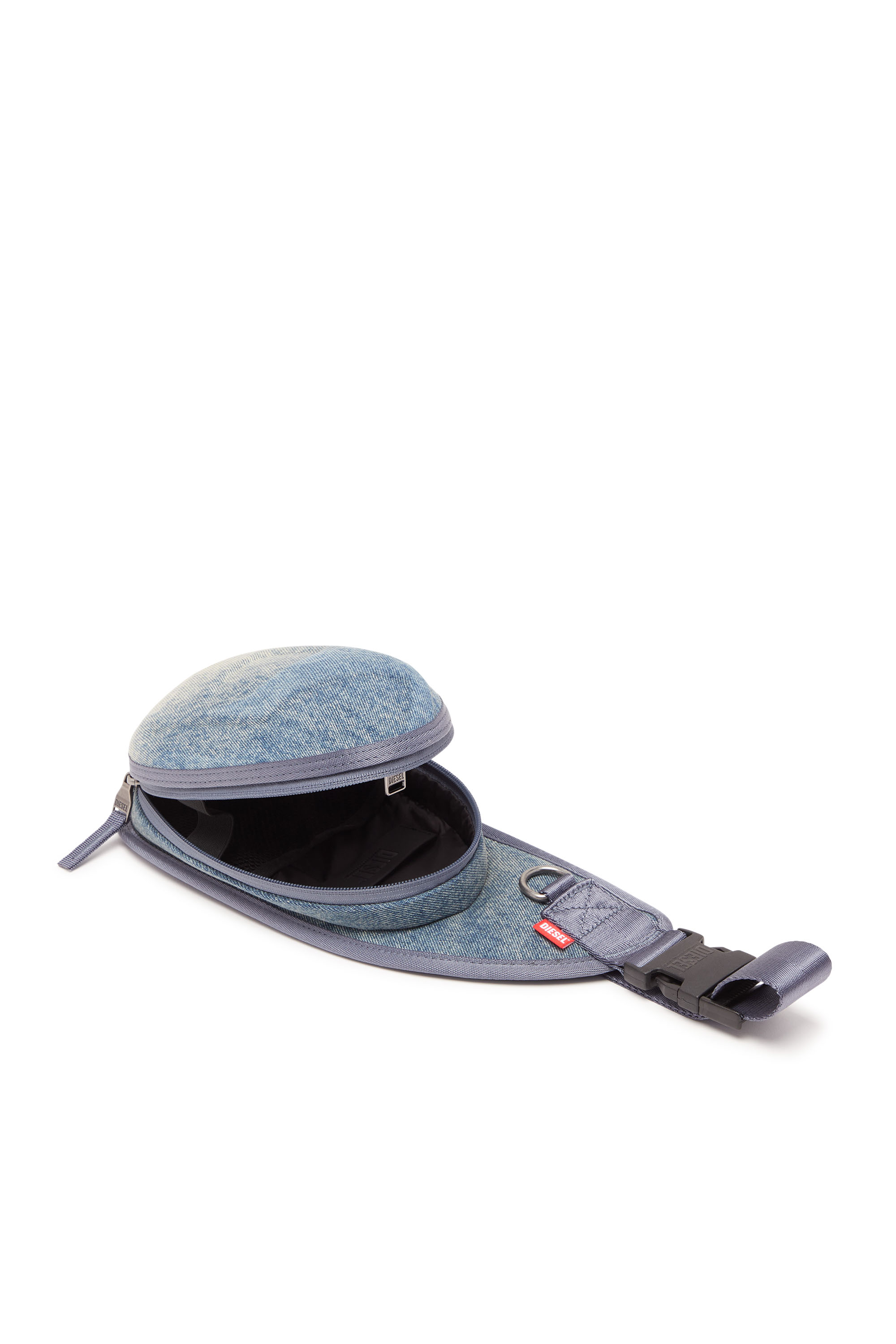 Diesel - 1DR-POD CROSSBODY, Man's 1DR-Pod Crossbody - Hard shell denim sling bag in Blue/White - 5