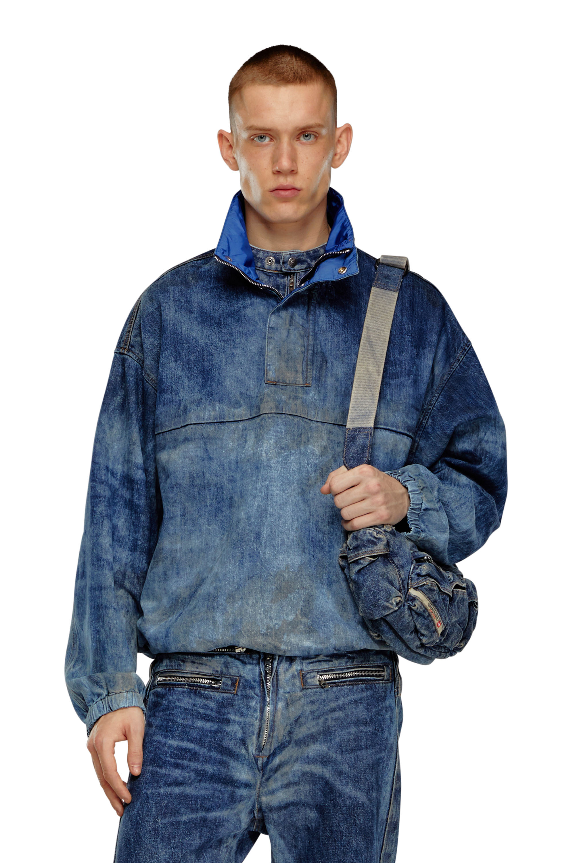 Diesel - D-FLOW-FSE, Veste pull en denim effet sali Homme in Bleu - 3