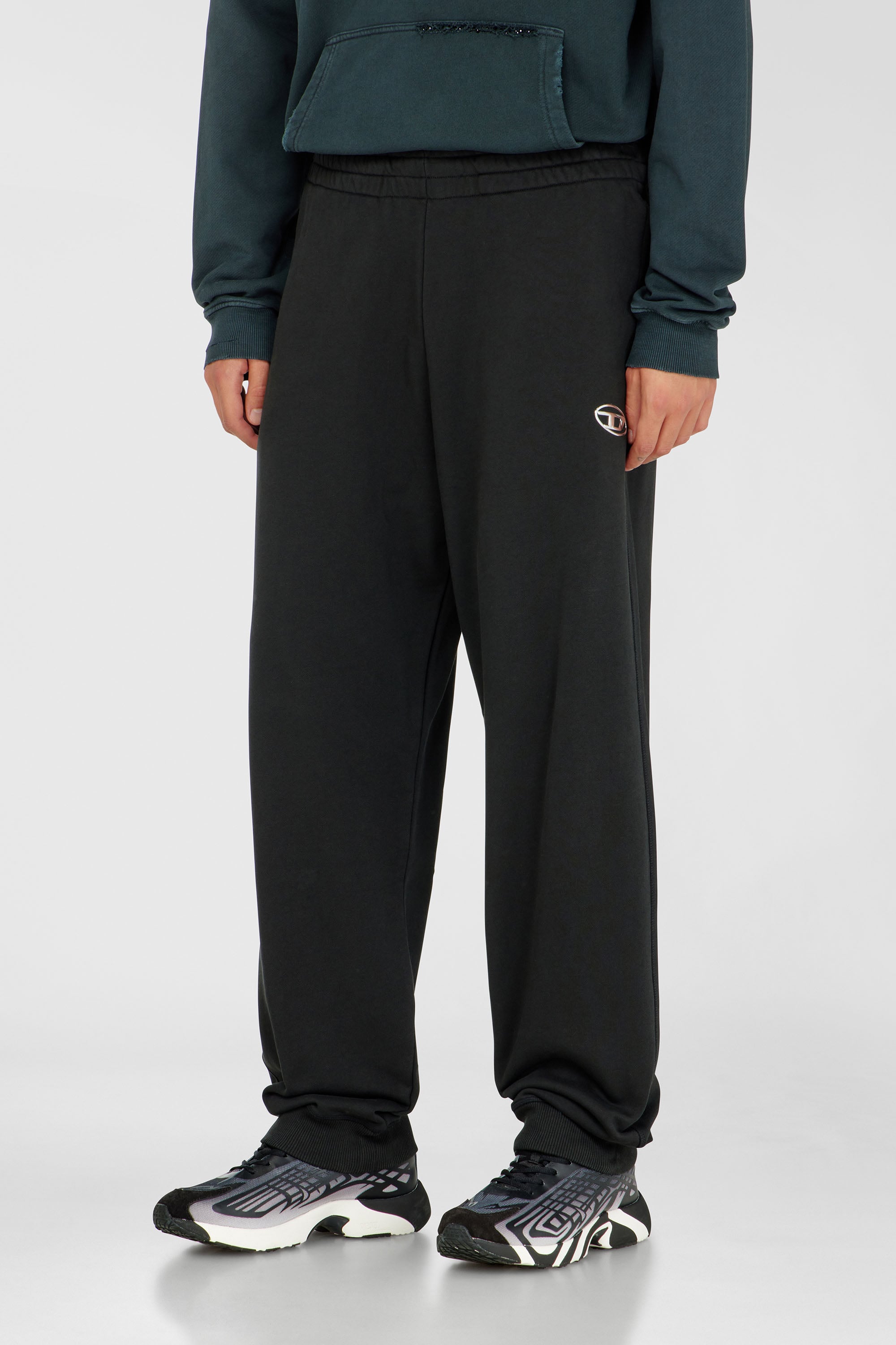 Diesel - P-MARKY-IOD, Male's Cotton pants with metallic Oval D in Black - 1