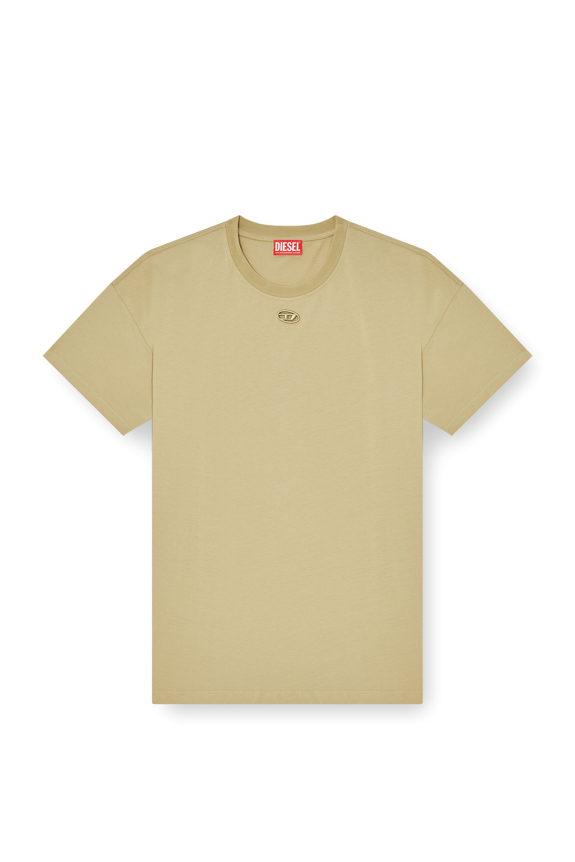 Diesel - T-BOXT-DCO, Man's Relaxed cotton T-shirt with Oval D embroidery in Beige - 3