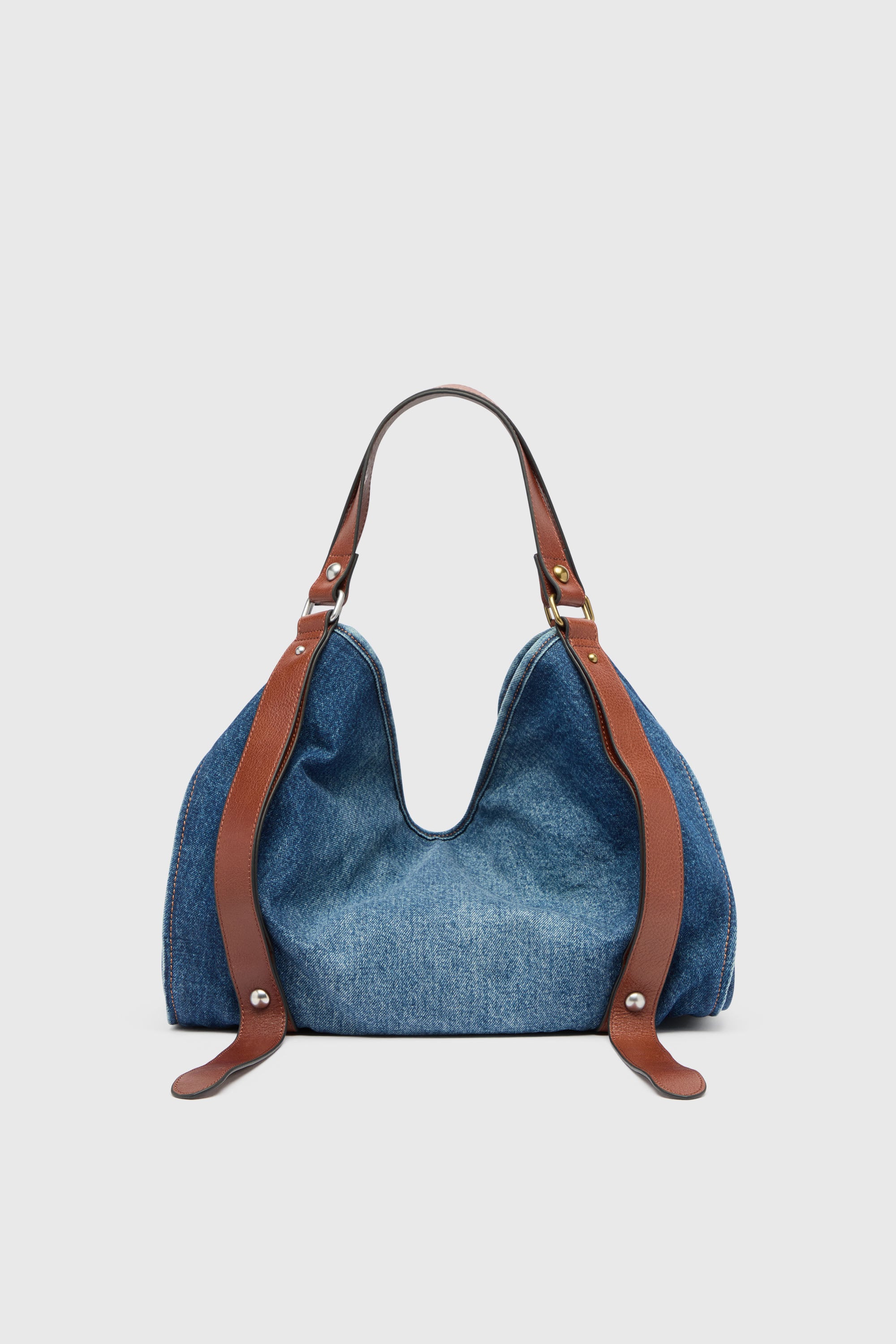 Diesel - D-ONE TOPHANDLE M, D-One-Medium sac &agrave; poign&eacute;e sup&eacute;rieure en denim et cuir Femme in Bleu - 2