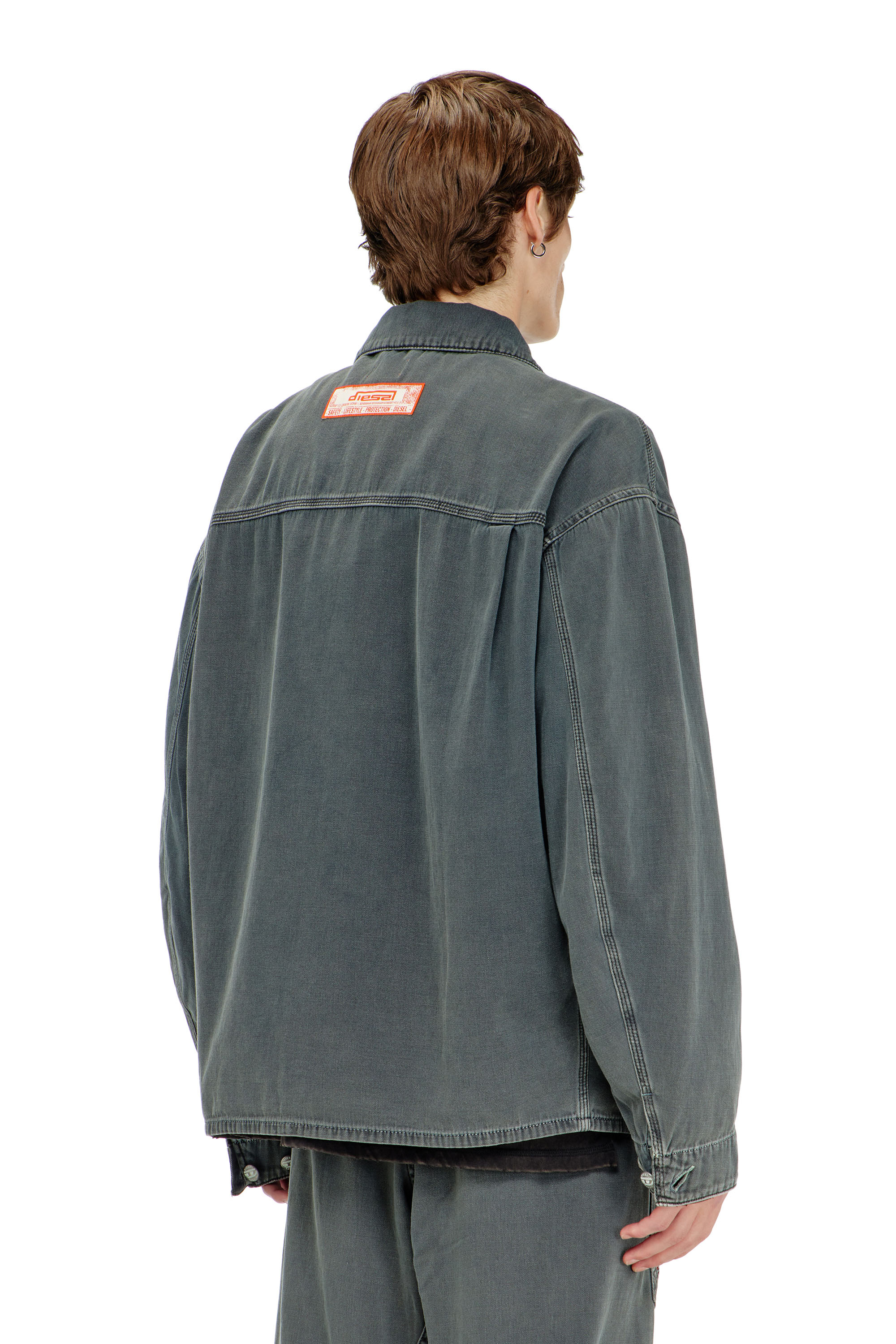 Diesel - D-STACK-U, Chaqueta estilo utility de denim te&ntilde;ido Unisex in Gris - 5