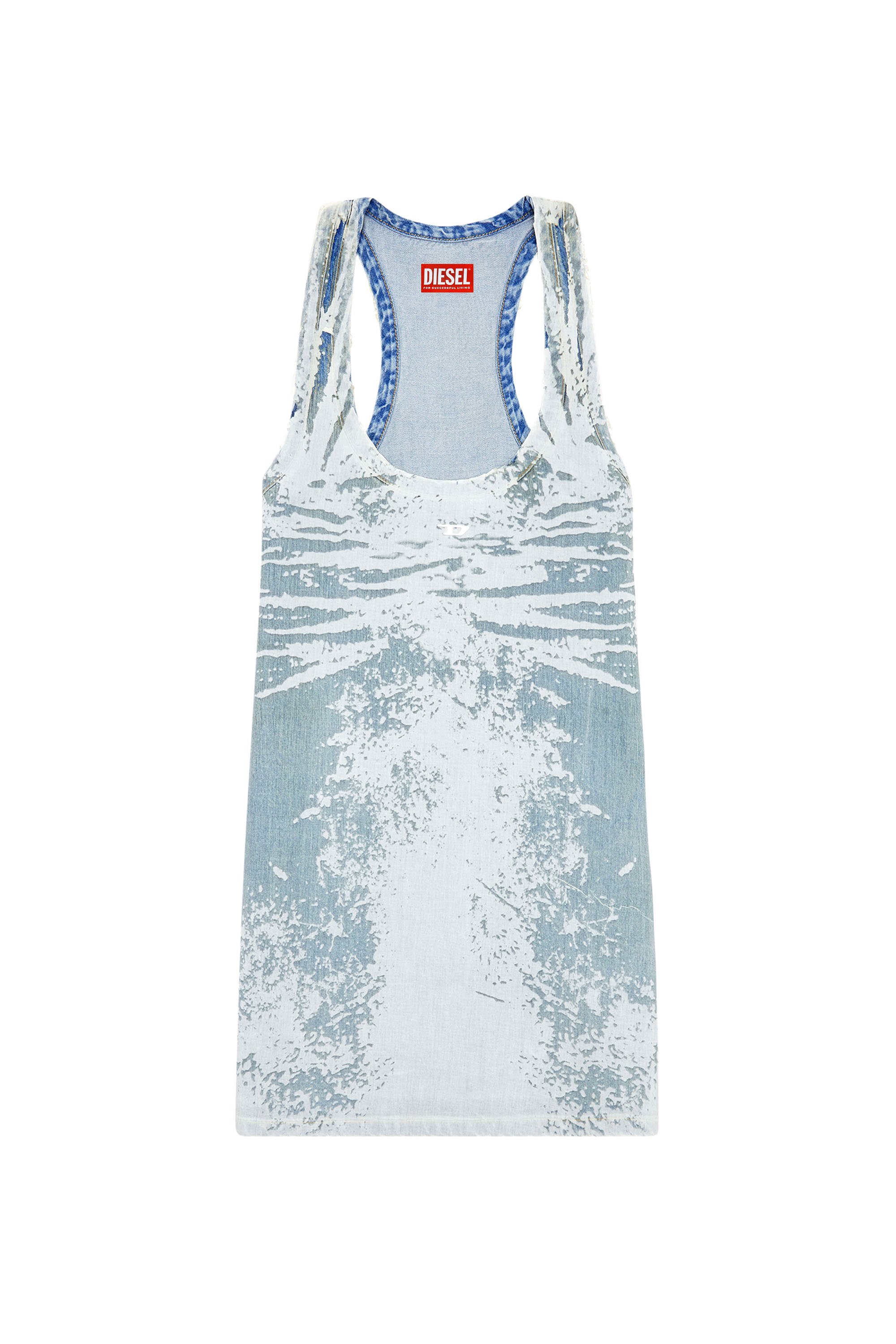 Diesel - DE-PURVA-FSE, Woman's Racerback dress in peel-off denim in Light Blue - 2