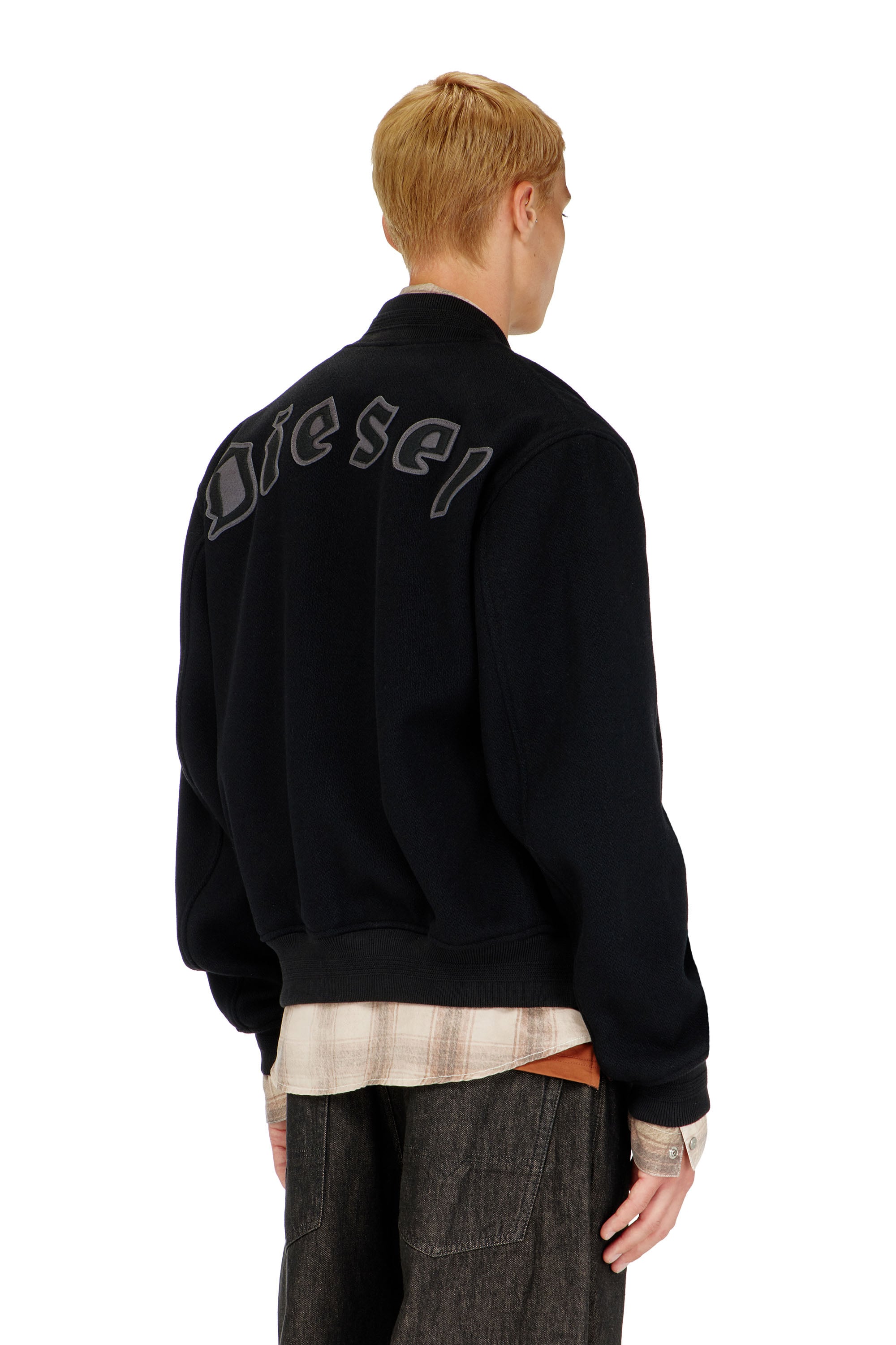 Diesel - J-ARRY-WRD, Man's Bomber jacket in felted wool blend in Black - 4