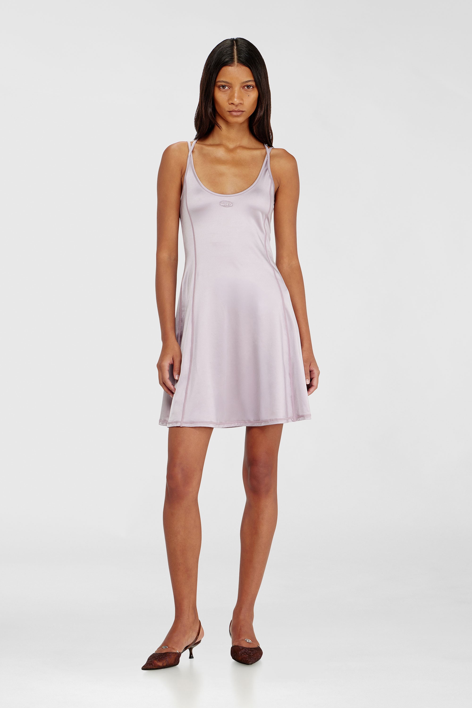 Diesel - D-IMMY, Female's Fluid mini dress with double straps in Lilac - 1
