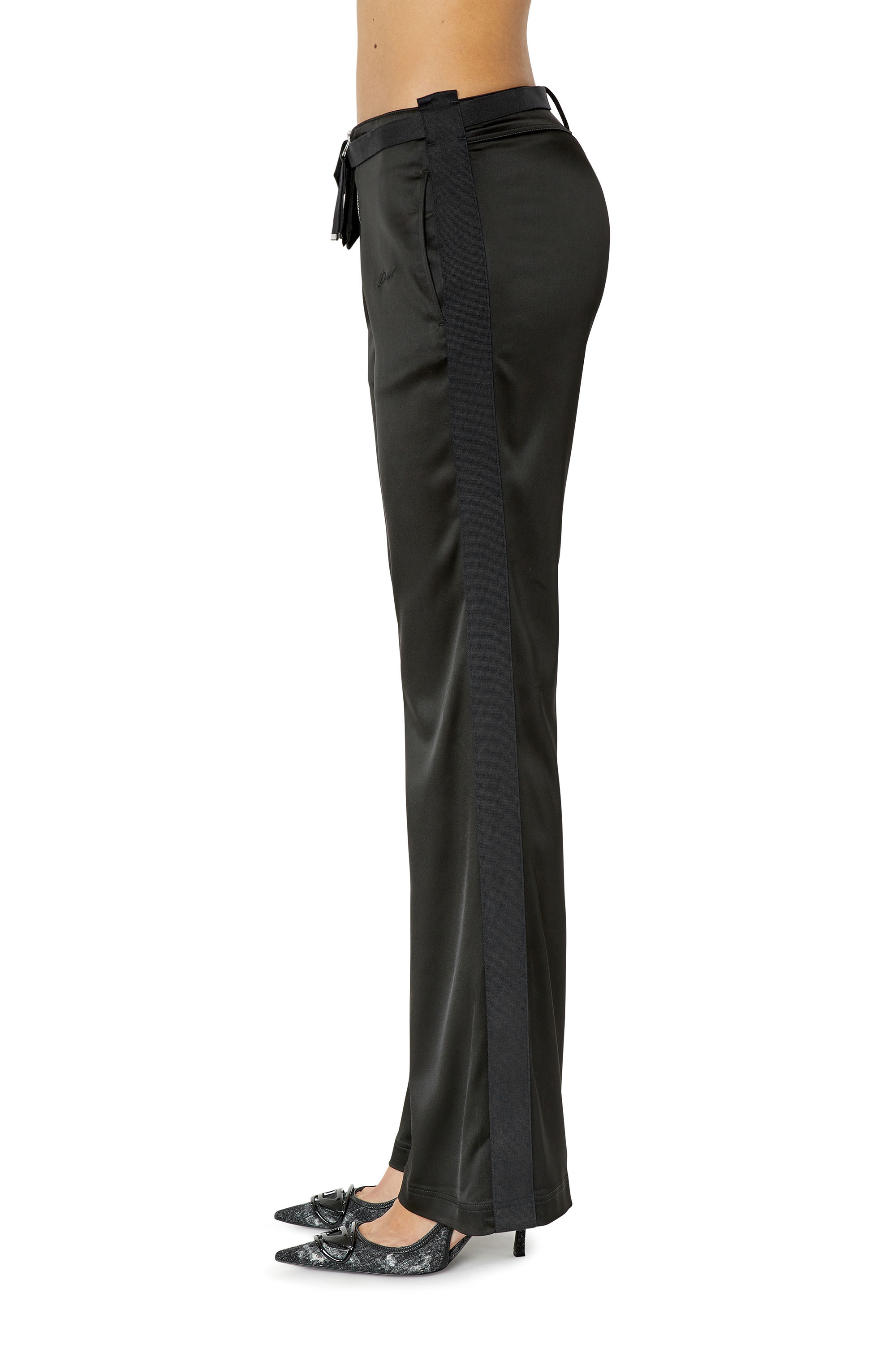 Diesel - P-STELLA, Female's Pants in stretch satin in Black - 6