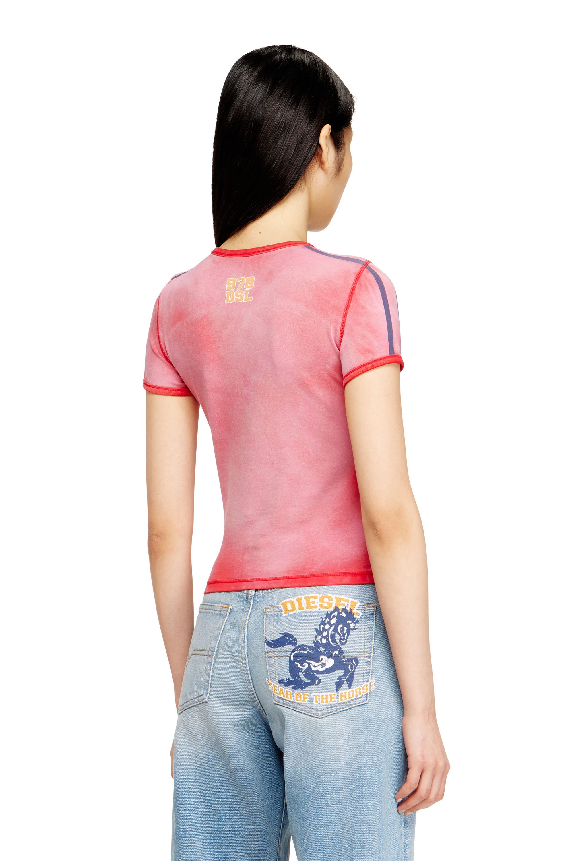 Diesel - CL-T-UNCUTIE-HORSE, Female's Cotton stretch T-shirt with horse graphic print in Red - 3