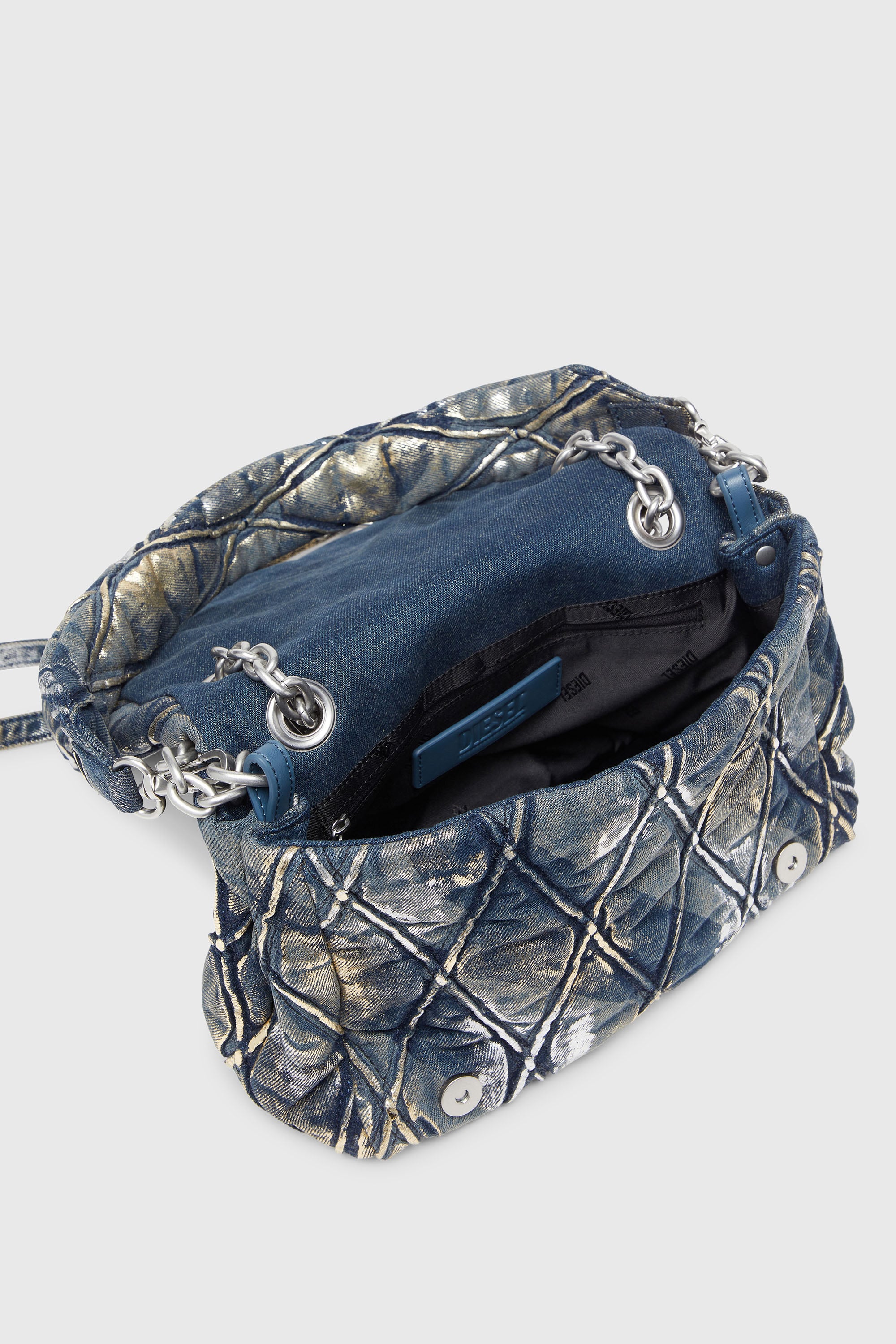 Women's Charm-D - Shoulder bag in metallic-foil denim | Blue