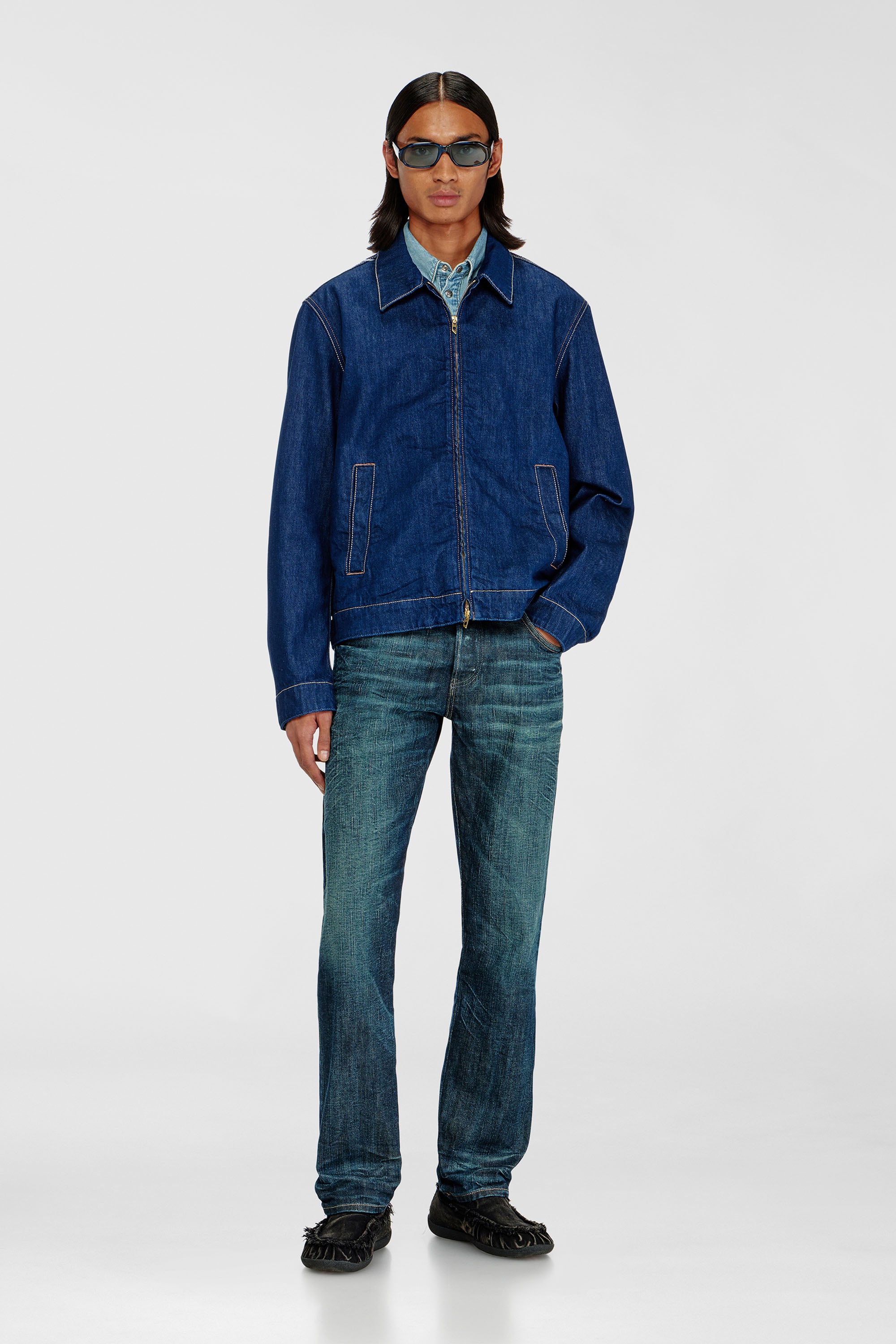 Diesel - D-ROHE, Man's Coach jacket in rinse denim in Medium blue - 1