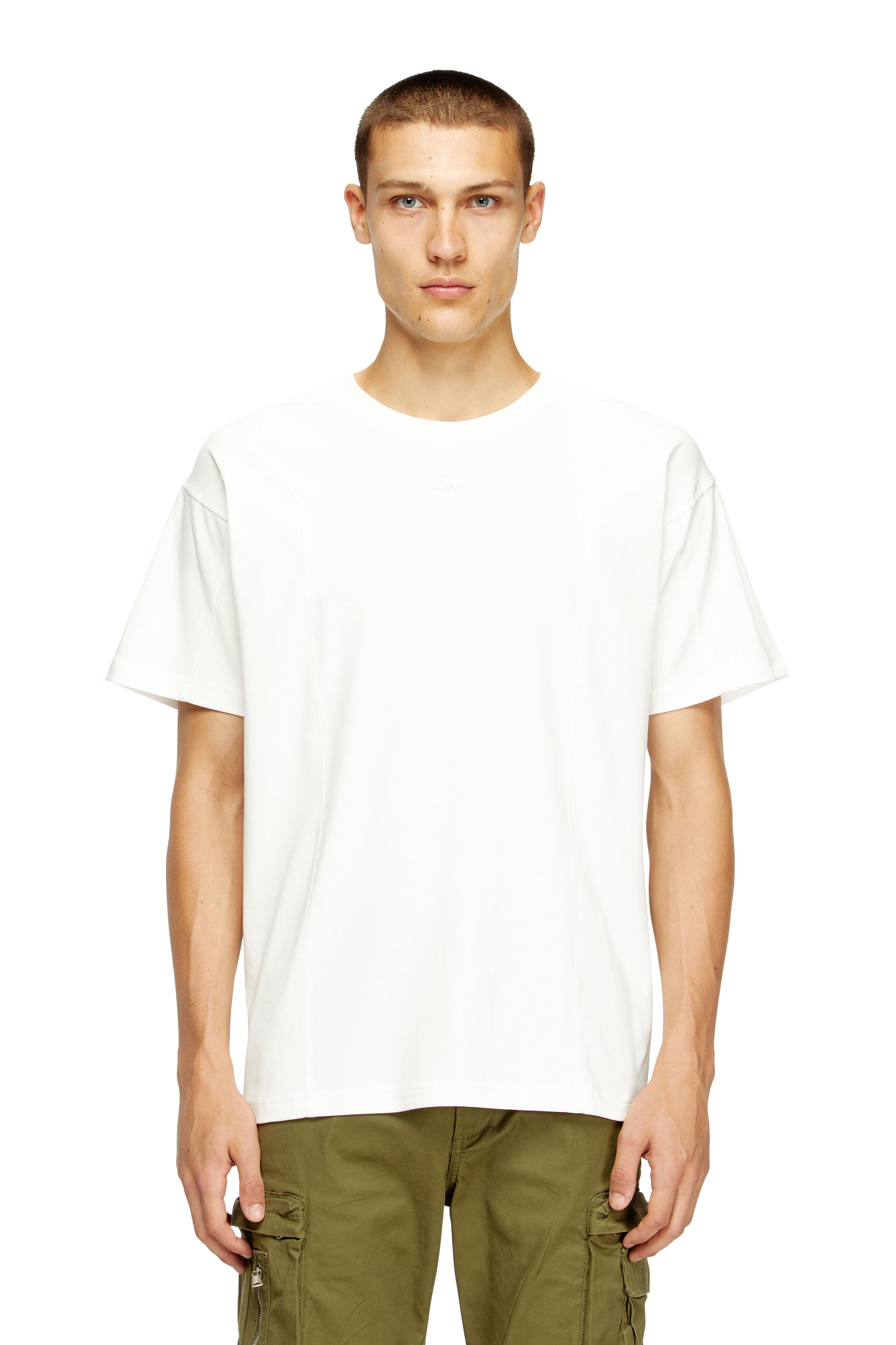 Diesel - T-NORM-INT, Male's Short-sleeve T-shirt with panels in White - 1