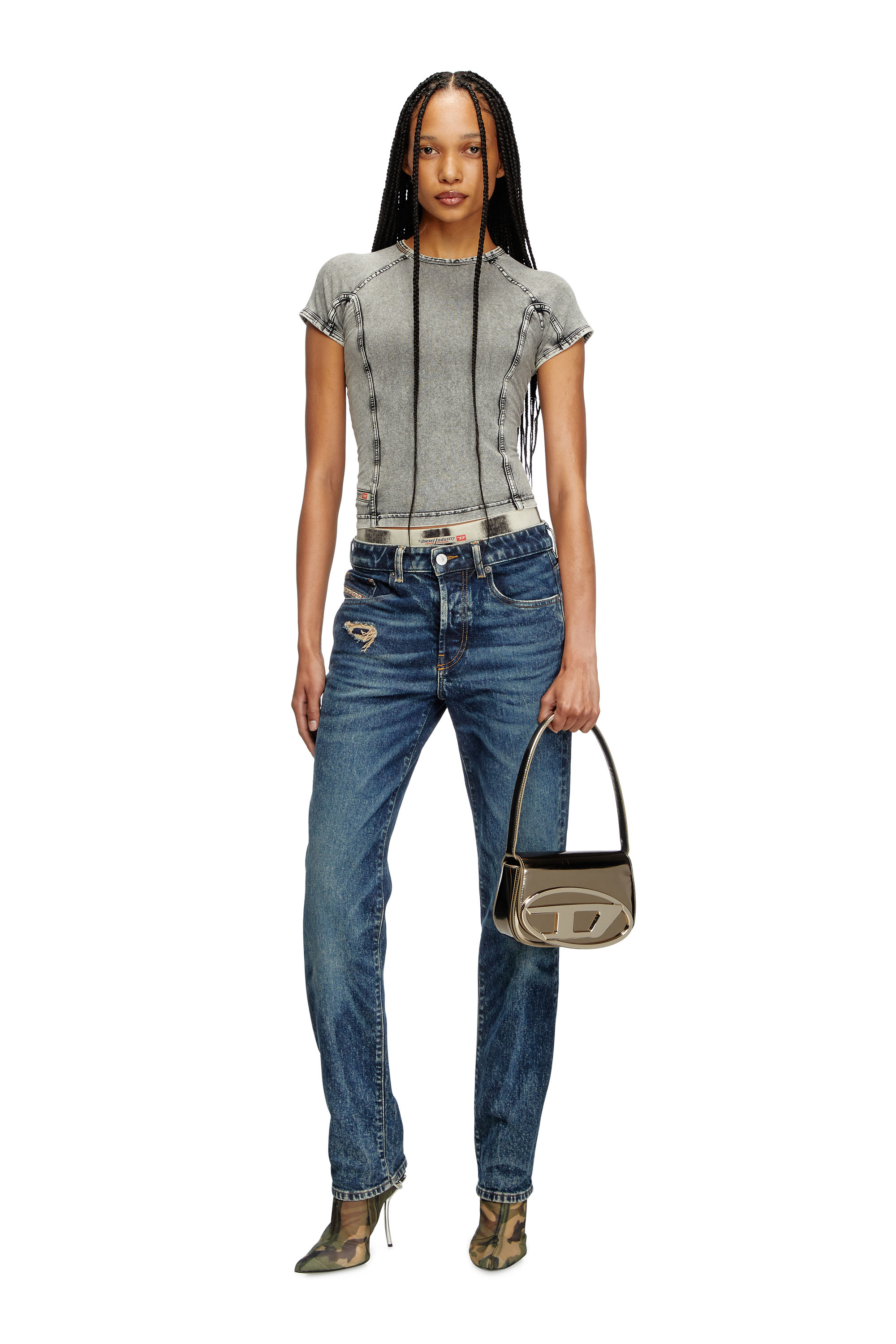 Diesel - 1DR, Female's 1DR-Iconic shoulder bag in mirrored leather in Bronze - 2