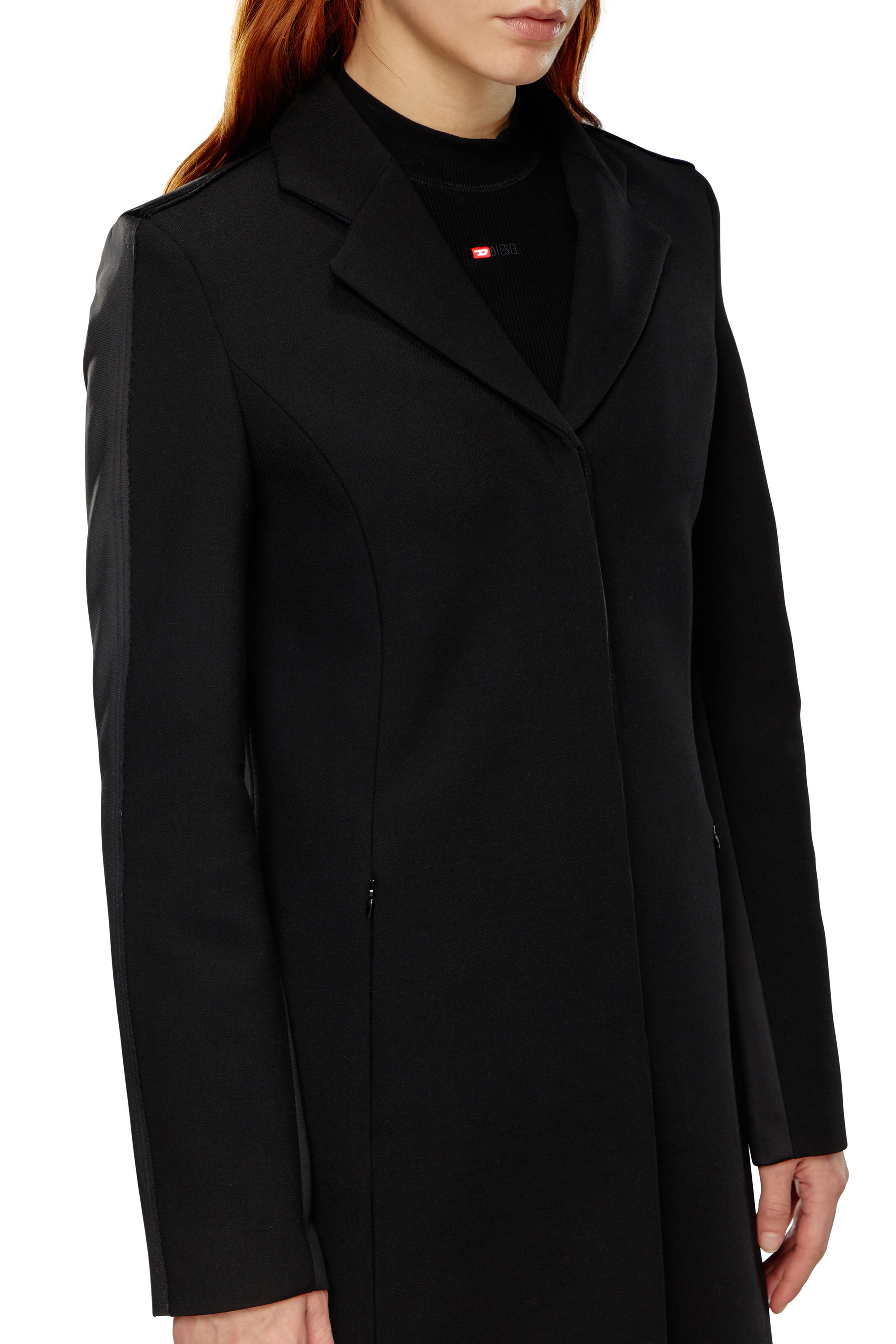 Diesel - G-FINE, Woman's Long coat in cool wool and tech fabric in Black - 3