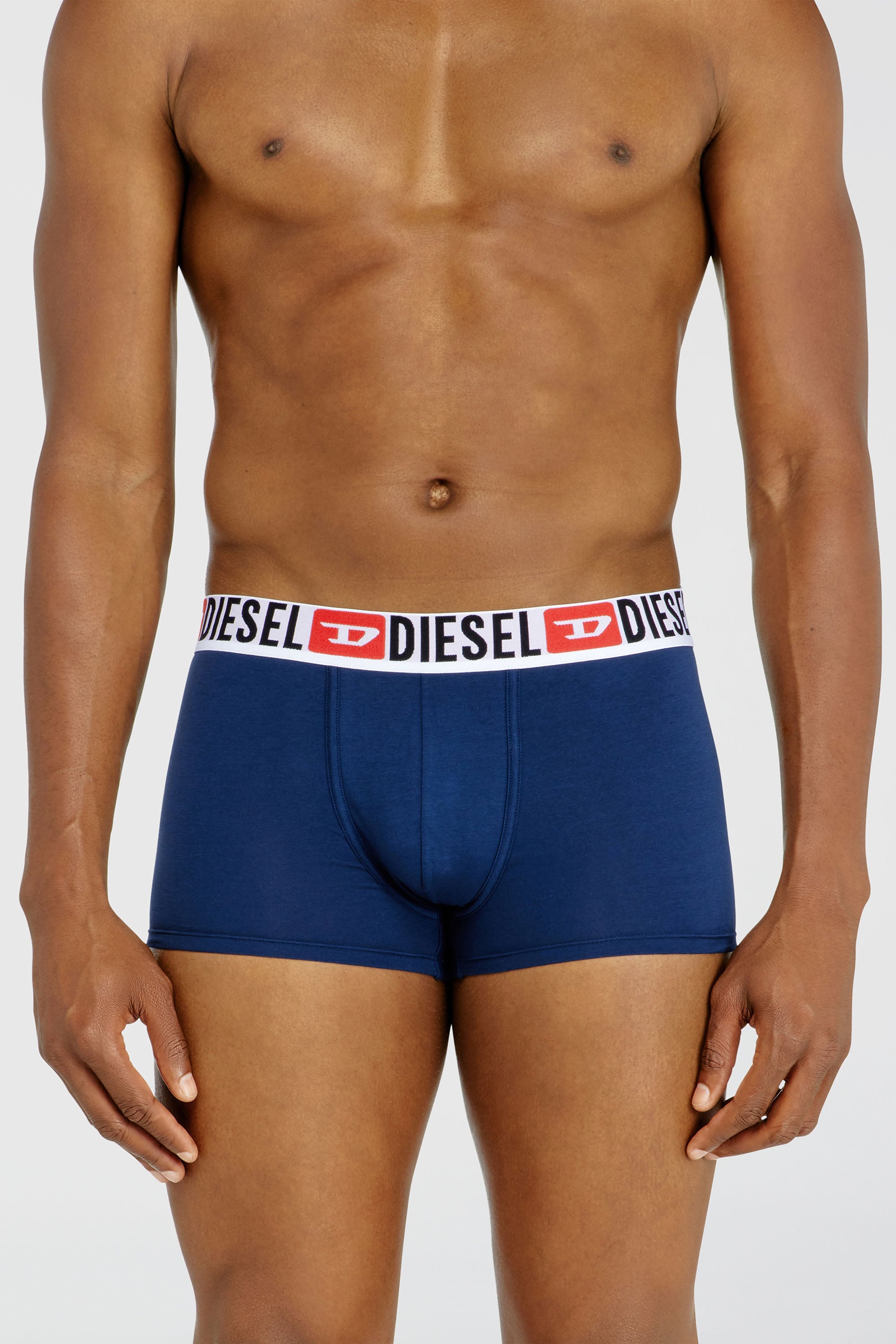 Diesel - UMBX-DAMIENTHREEPACK, Man's Three-pack of all-over logo waist boxers in Blue/Black - 1