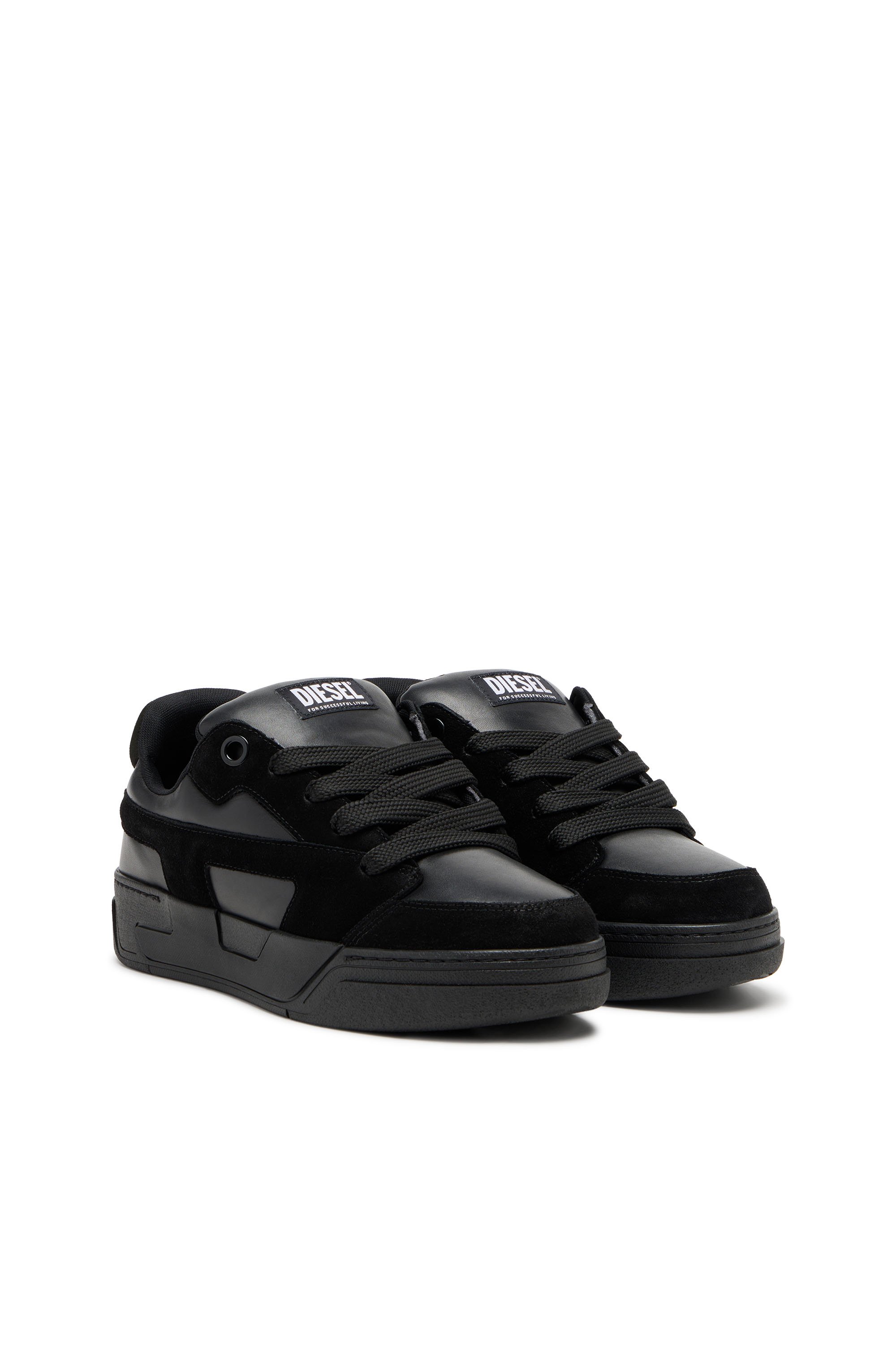 Diesel - S-D-OLLIE LOW, Male's D-Ollie-Monochrome sneakers in suede and leather in Black - 2