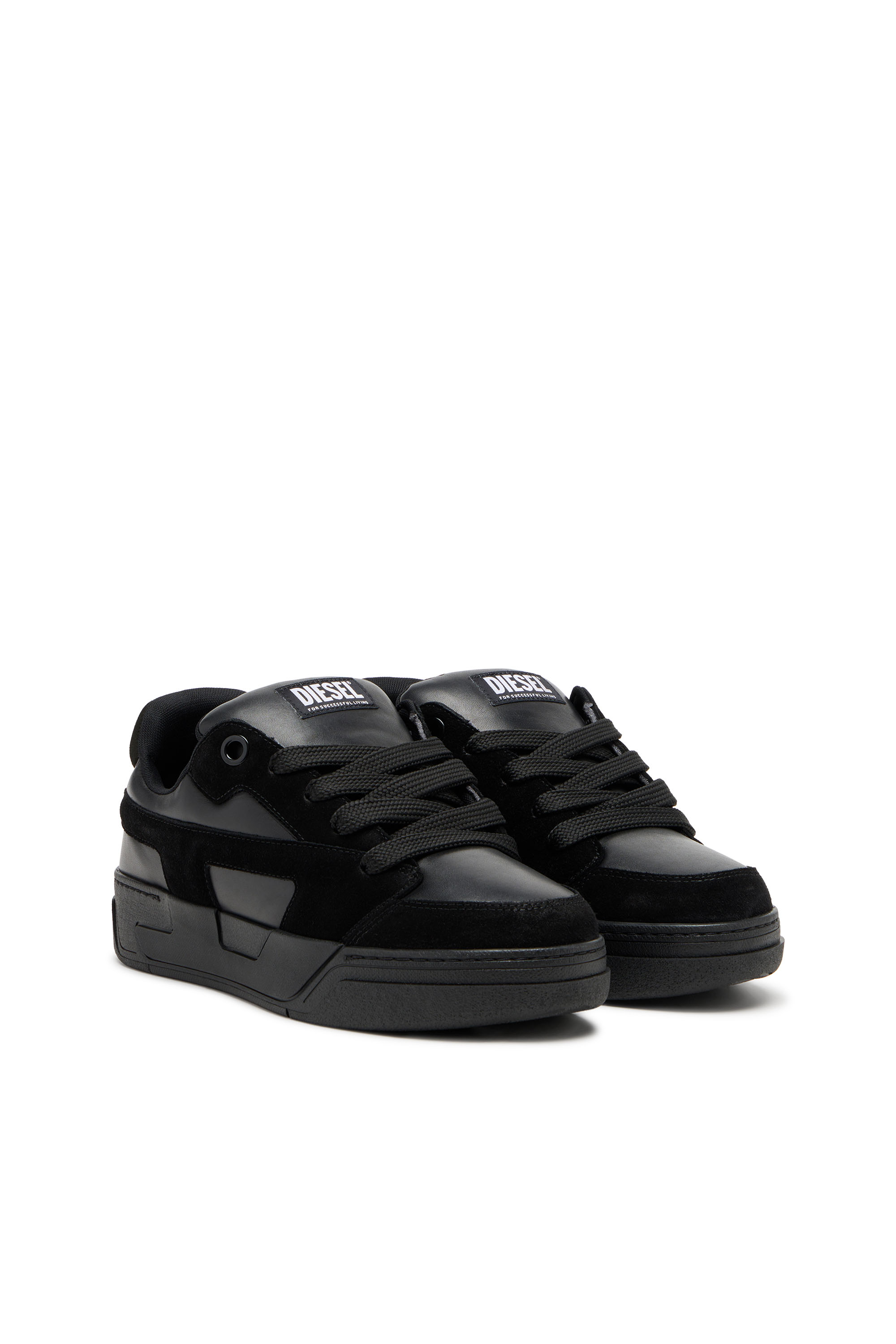 Diesel - S-D-OLLIE LOW, D-Ollie-Monochrome baskets en daim et cuir Homme in Noir - 2
