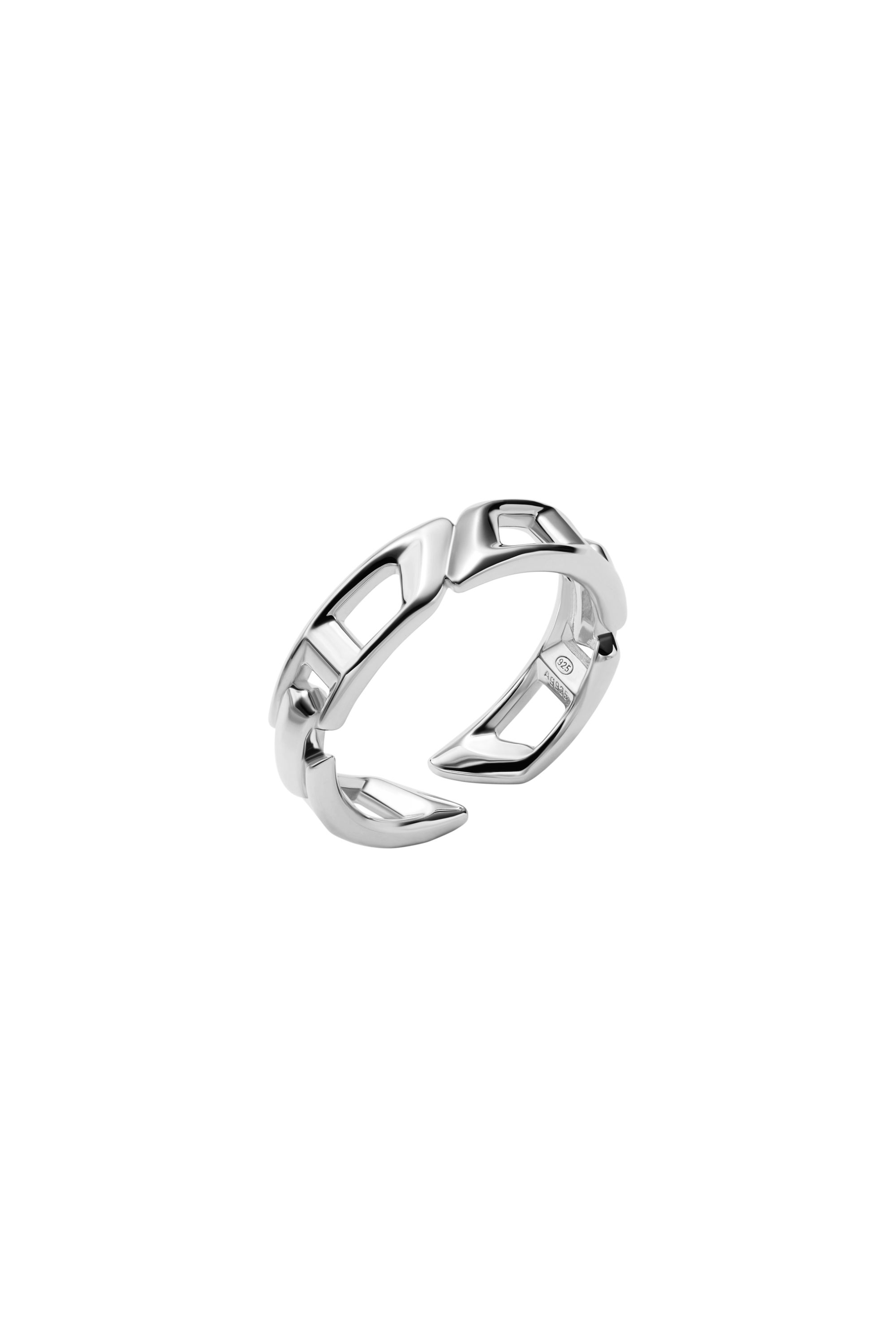 Diesel - DL1349040 STERLING SILVER JEWEL, Unisex's D Logo Sterling Silver Band Ring in Silver - 1